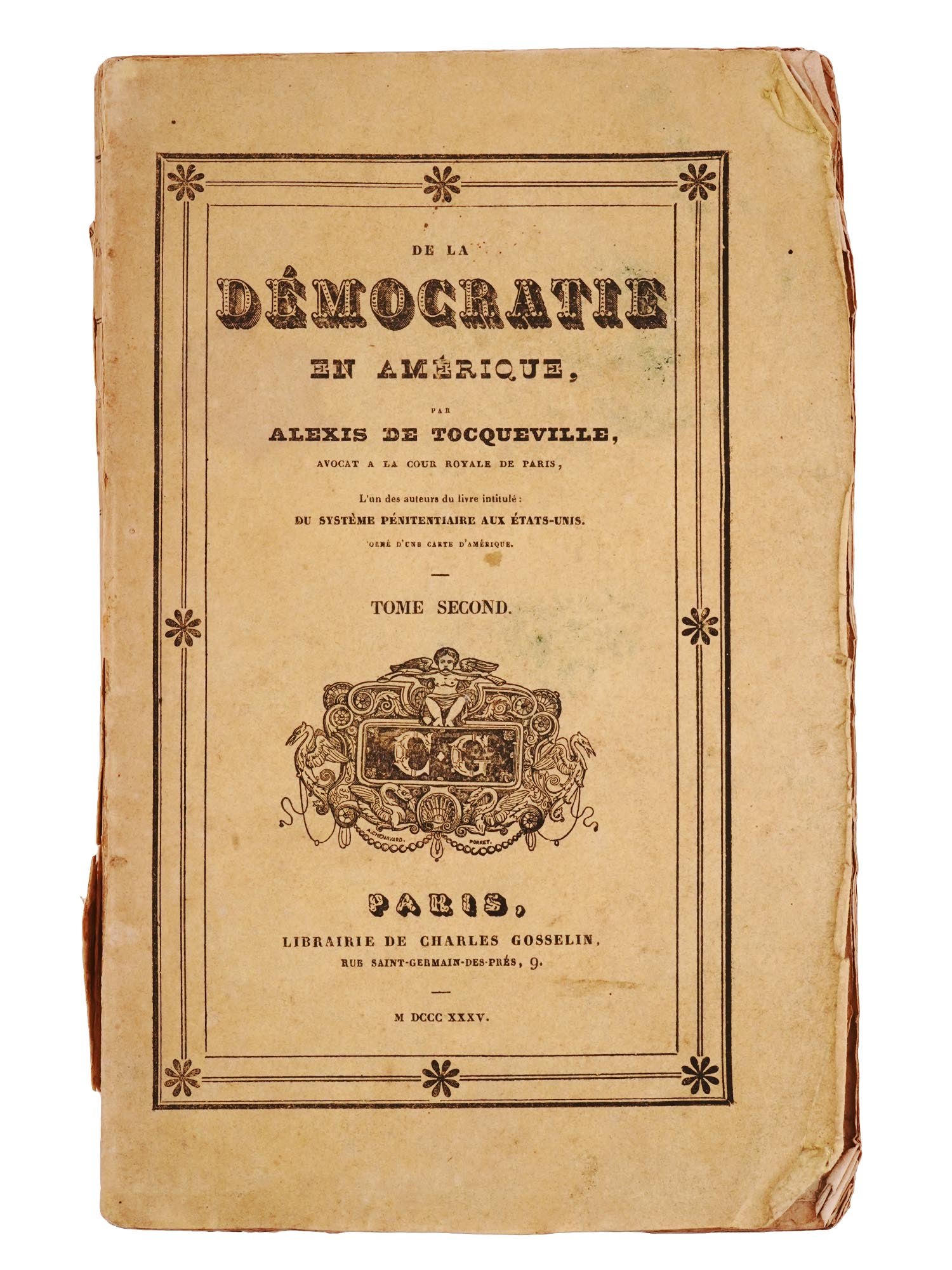 1835 DEMOCRATIE EN AMERIQUE VOL II BOOK BY TOCQUEVILLE PIC-1