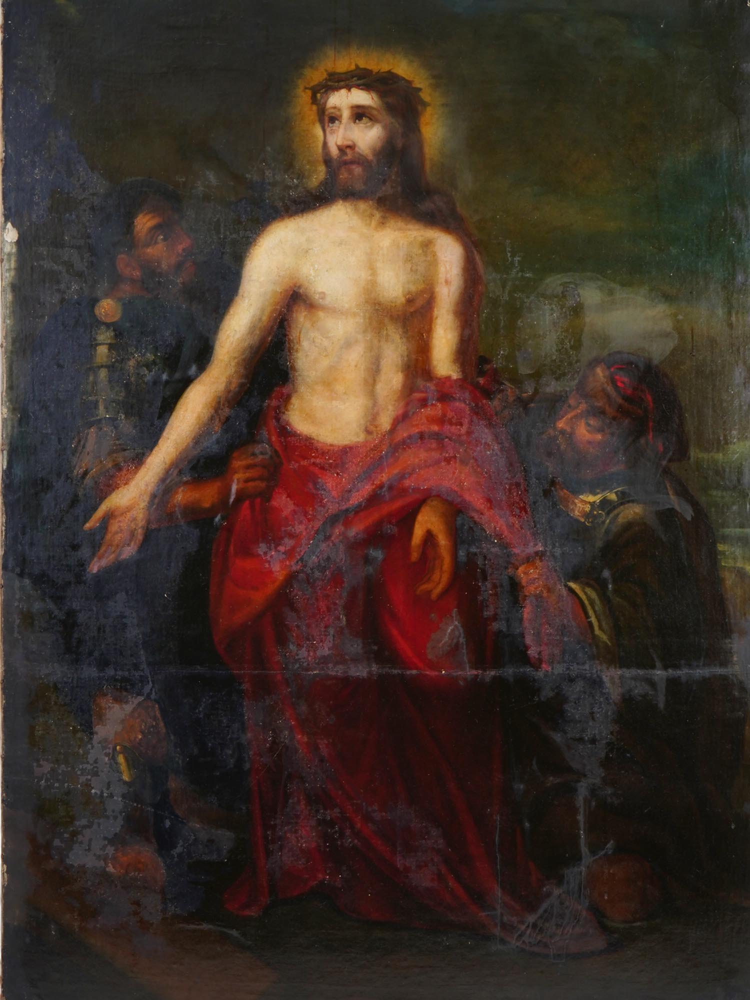 EUROPEAN OLD MASTER SCHOOL OIL PAINTING ECCE HOMO PIC-1