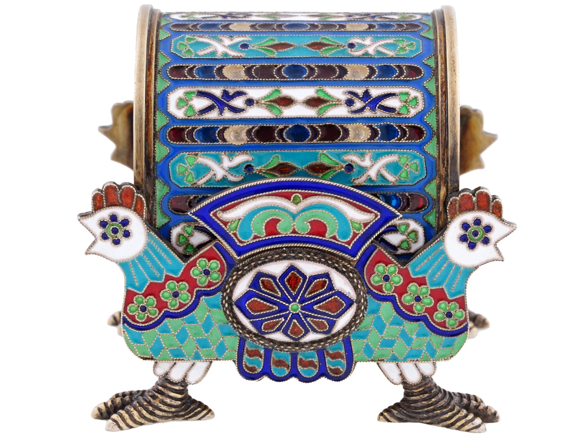 RUSSIAN 88 GILT SILVER ENAMEL NAPKIN RING STAND PIC-3