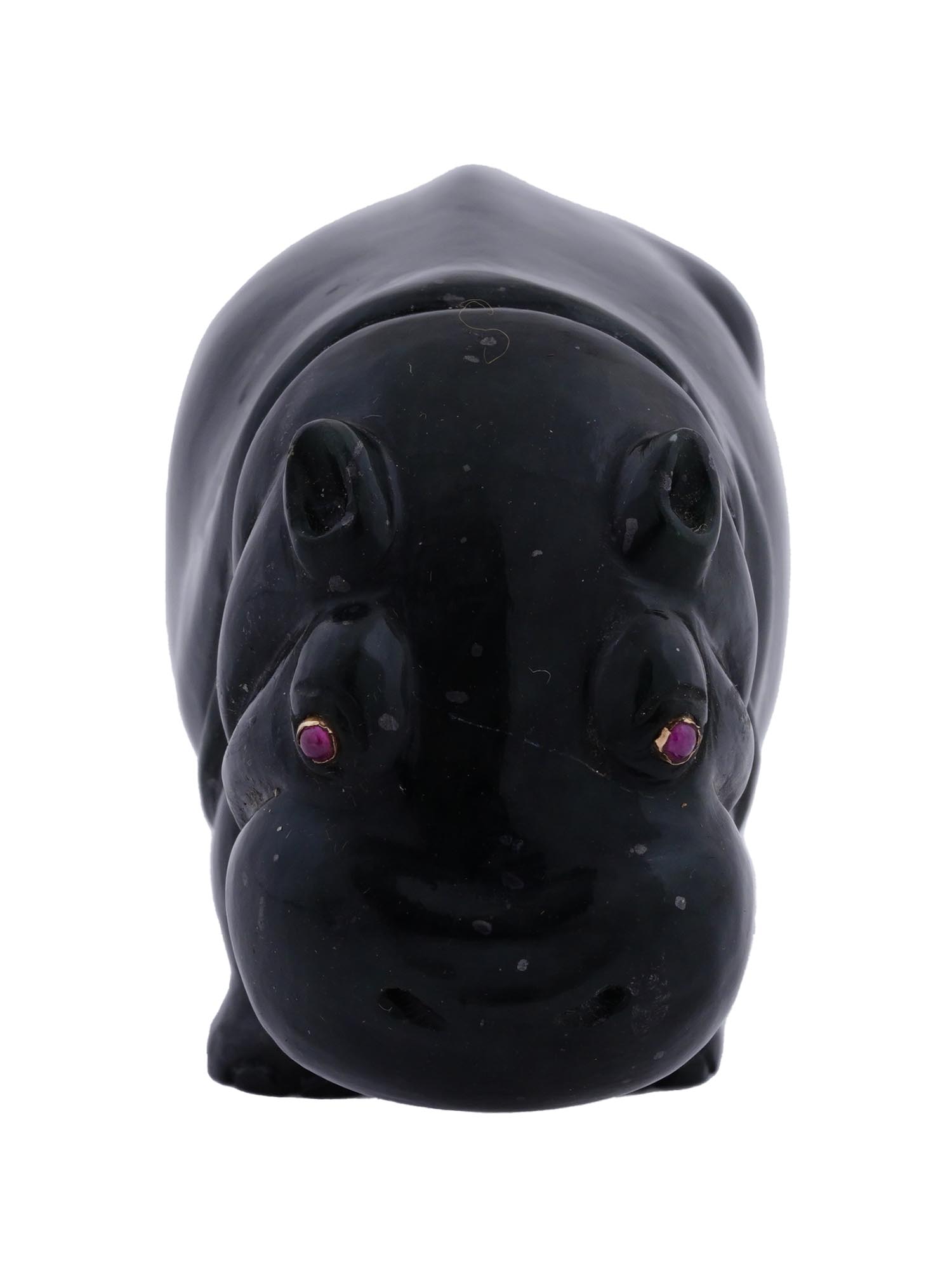 RUSSIAN OBSIDIAN CARVED FIGURE OF A HIPPO PIC-2