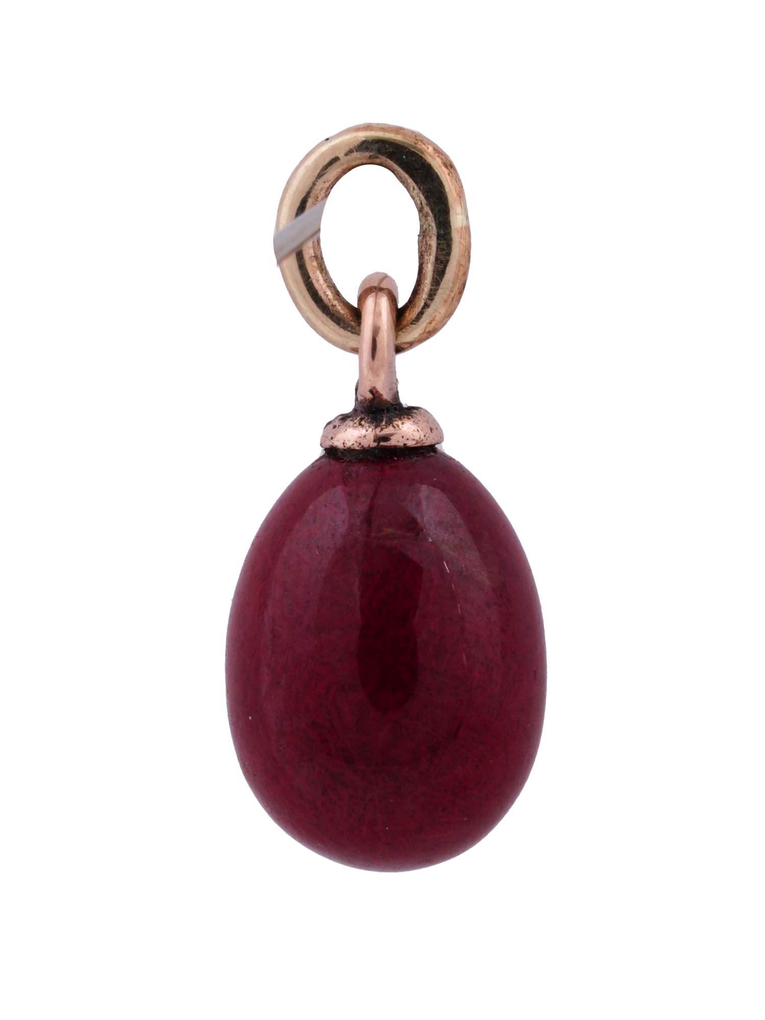 RUSSIAN 14K GOLD HAND CARVED PURPURITE EGG PENDANT PIC-