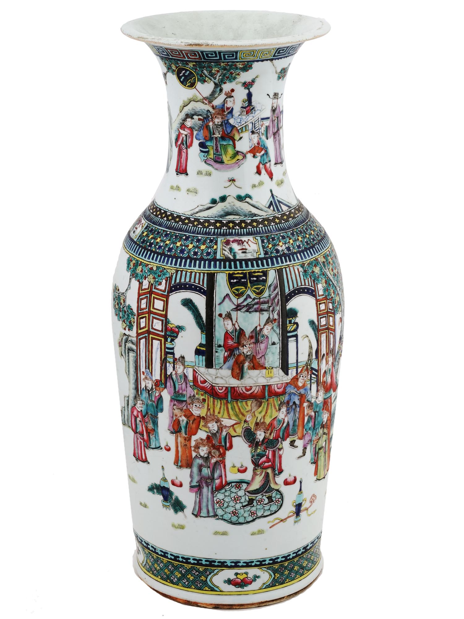 LARGE QING ERA CHINESE FAMILLE VERTE PORCELAIN VASE PIC-0