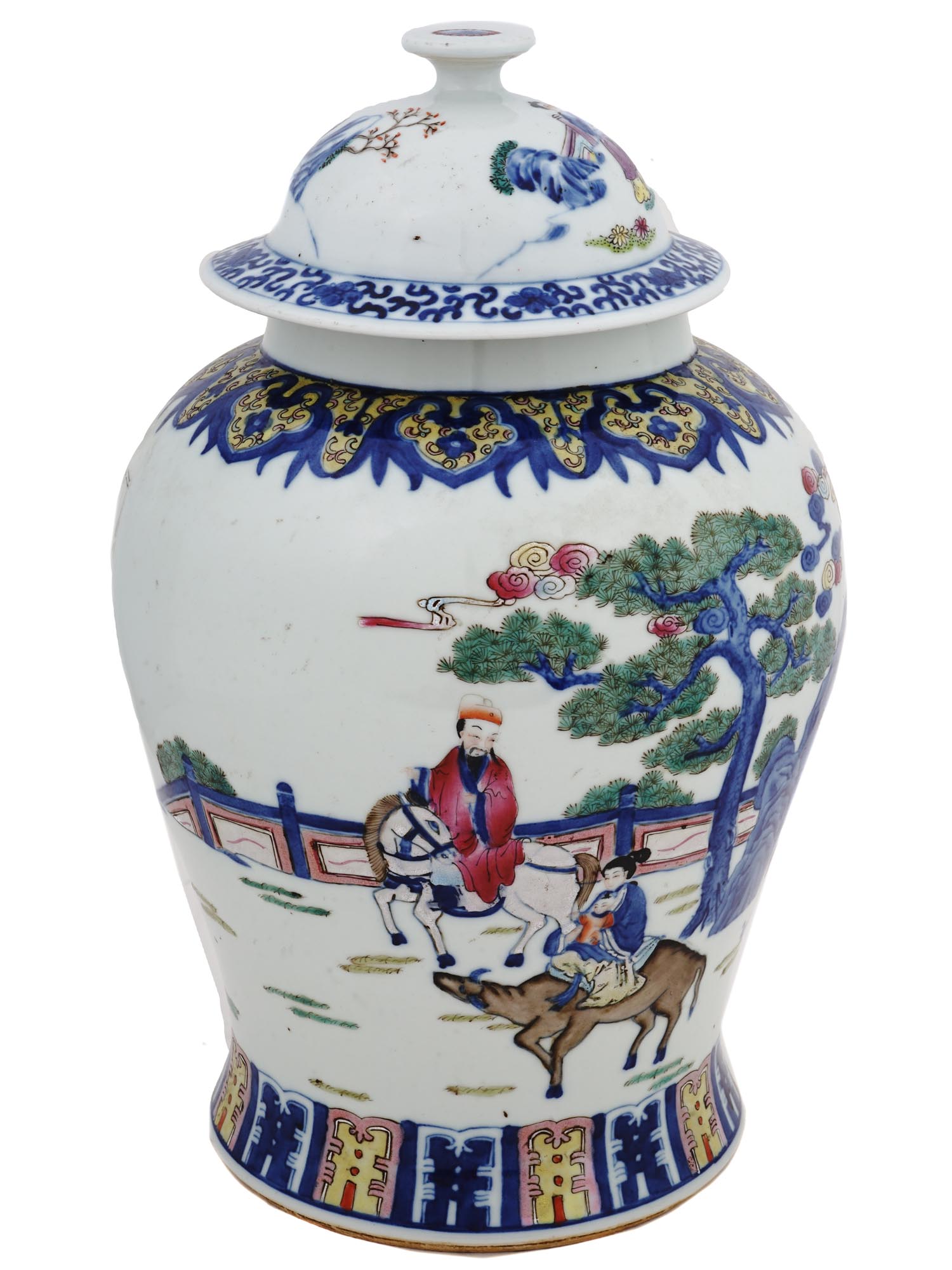 LARGE CHINESE REPUBLIC PERIOD LIDDED PORCELAIN JAR PIC-1