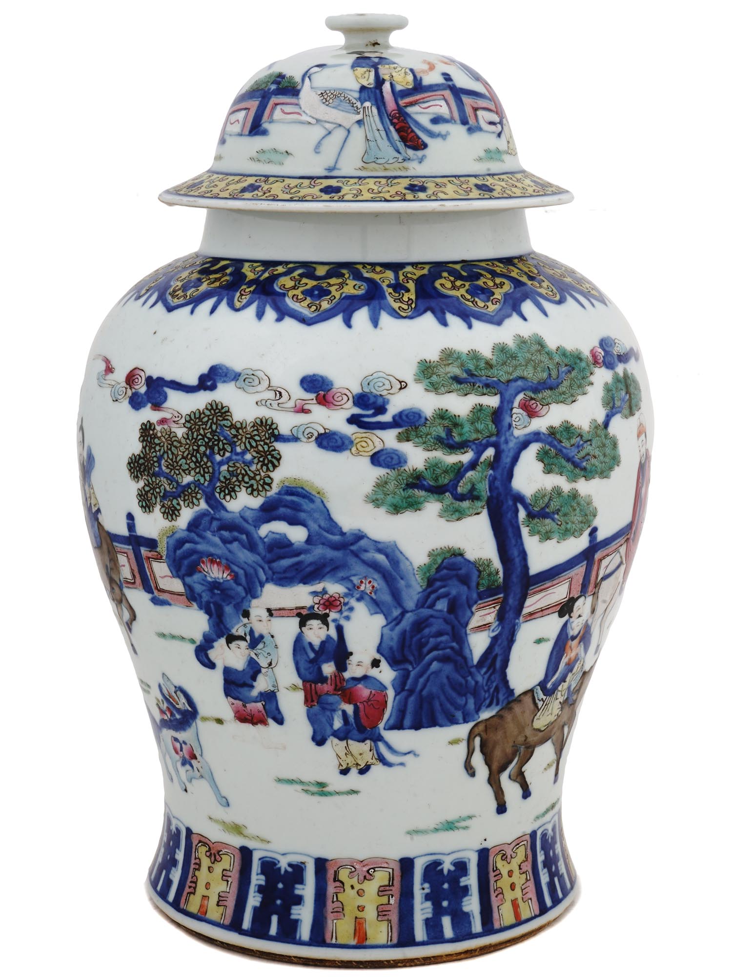 LARGE CHINESE REPUBLIC PERIOD LIDDED PORCELAIN JAR PIC-2