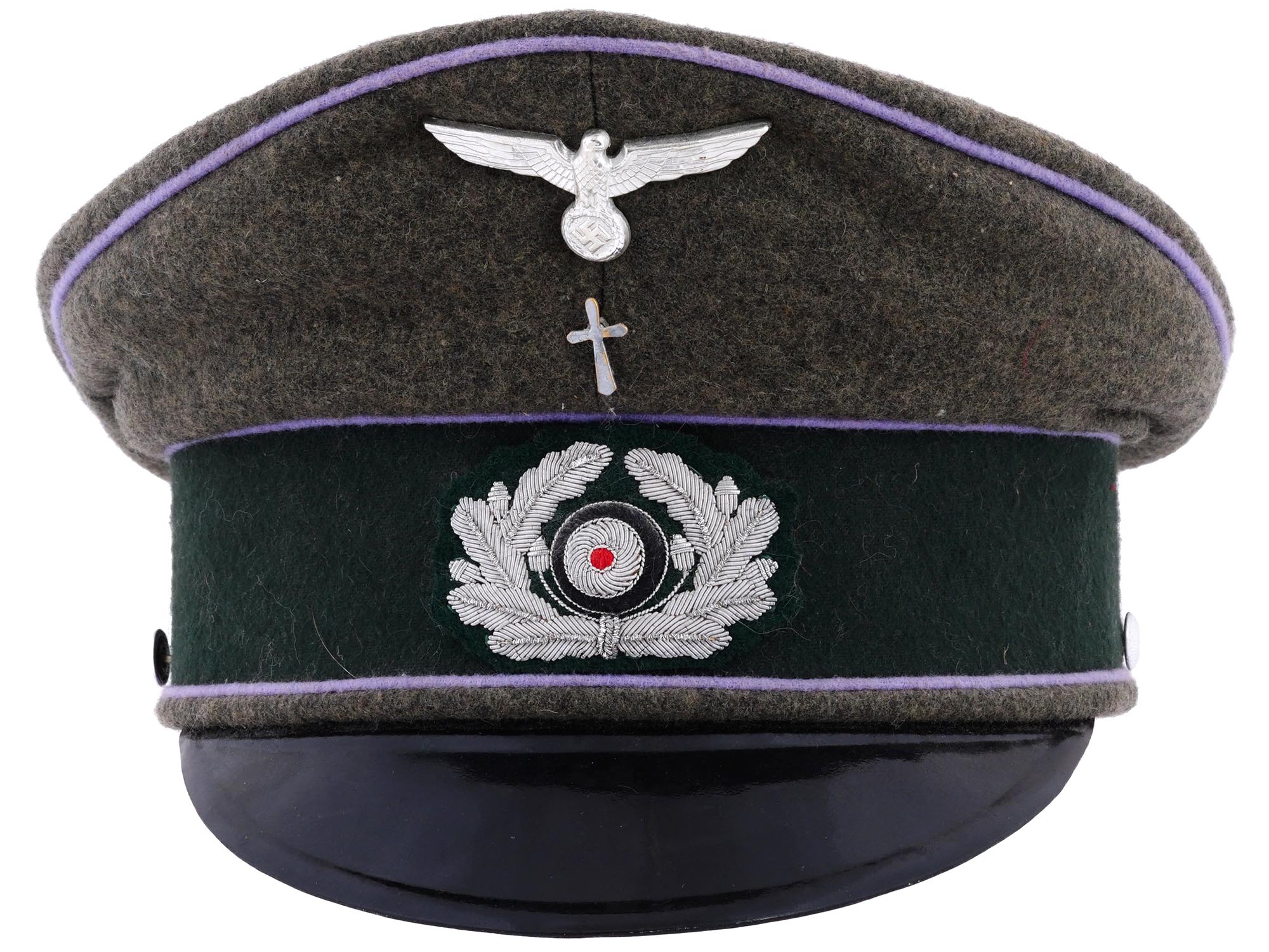 WWII NAZI GERMAN THIRD REICH PRIEST VISOR CAP PIC-1