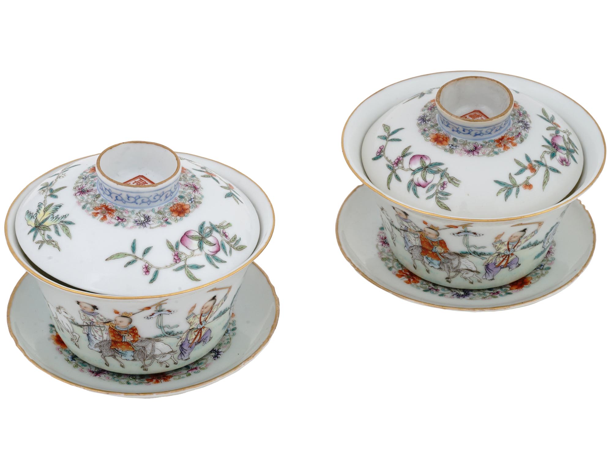 CHINESE REPUBLIC PERIOD PORCELAIN TEA CUPS SAUCERS PIC-0