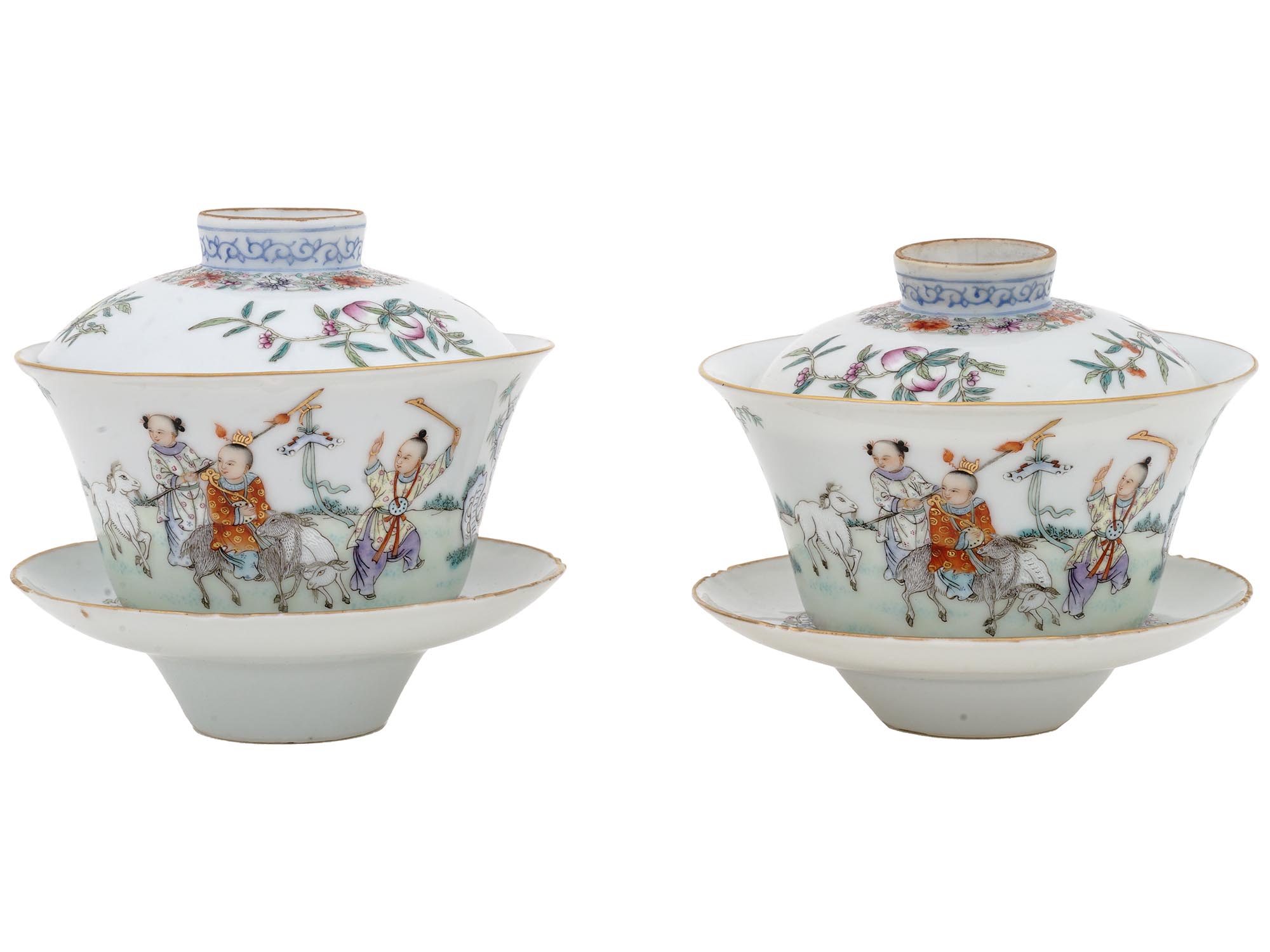 CHINESE REPUBLIC PERIOD PORCELAIN TEA CUPS SAUCERS PIC-1