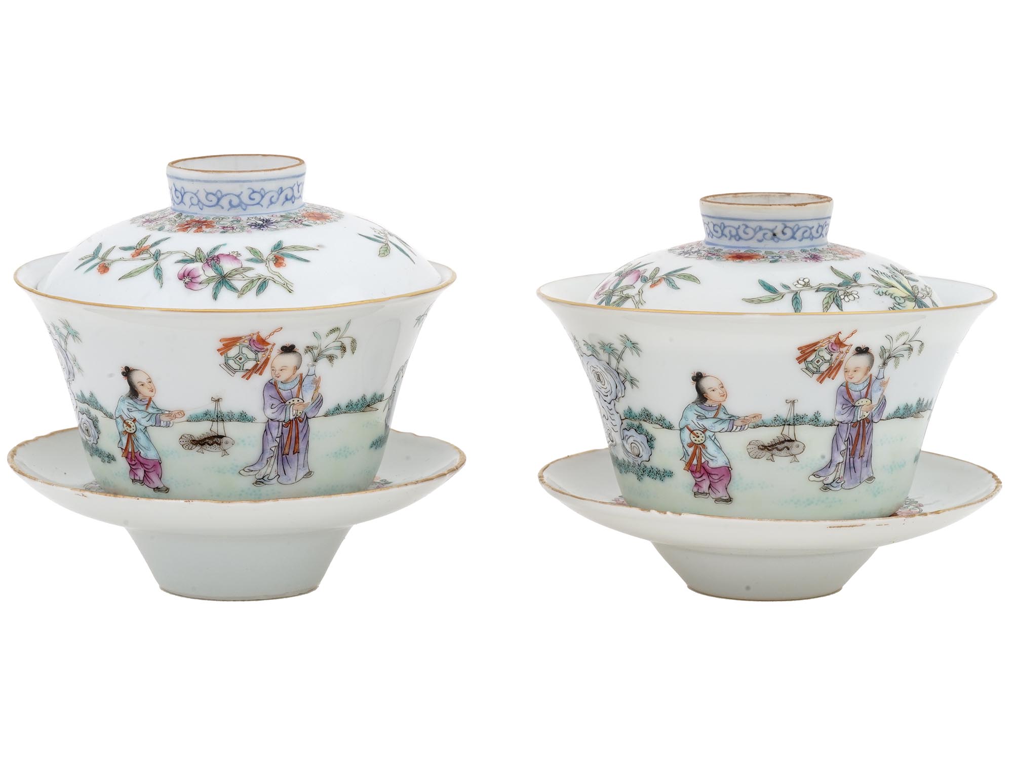 CHINESE REPUBLIC PERIOD PORCELAIN TEA CUPS SAUCERS PIC-2