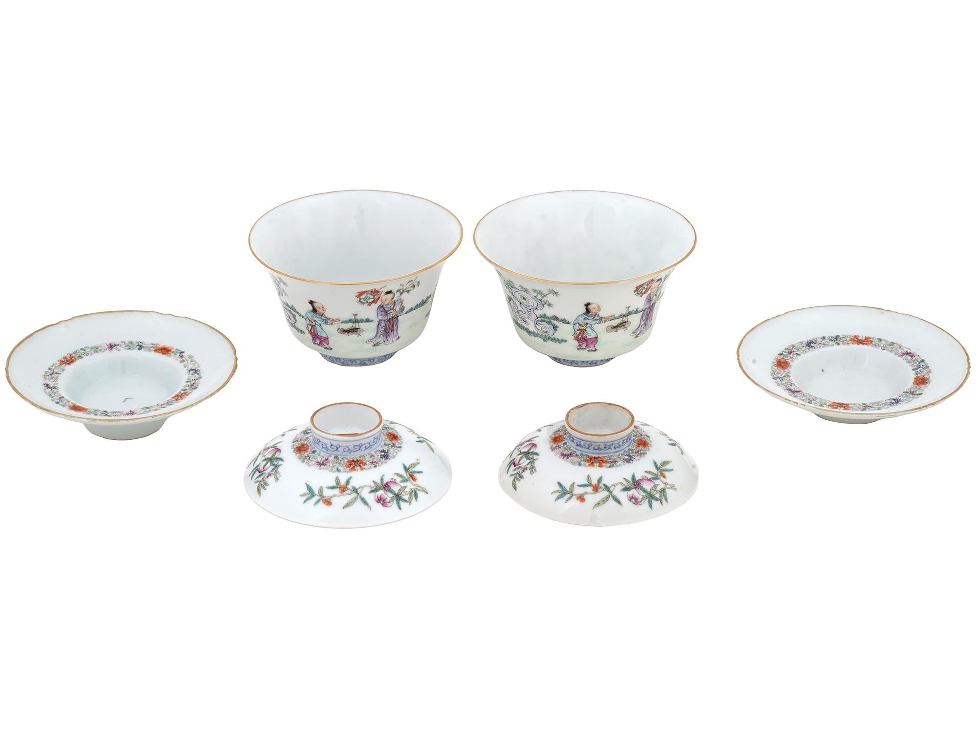 CHINESE REPUBLIC PERIOD PORCELAIN TEA CUPS SAUCERS PIC-3