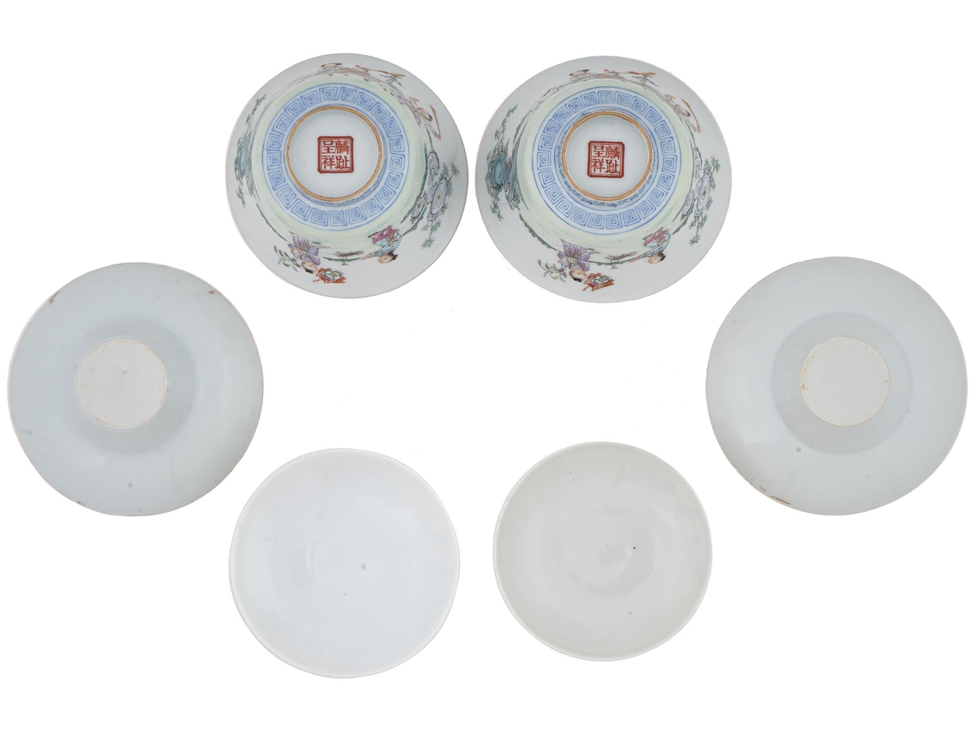 CHINESE REPUBLIC PERIOD PORCELAIN TEA CUPS SAUCERS PIC-5