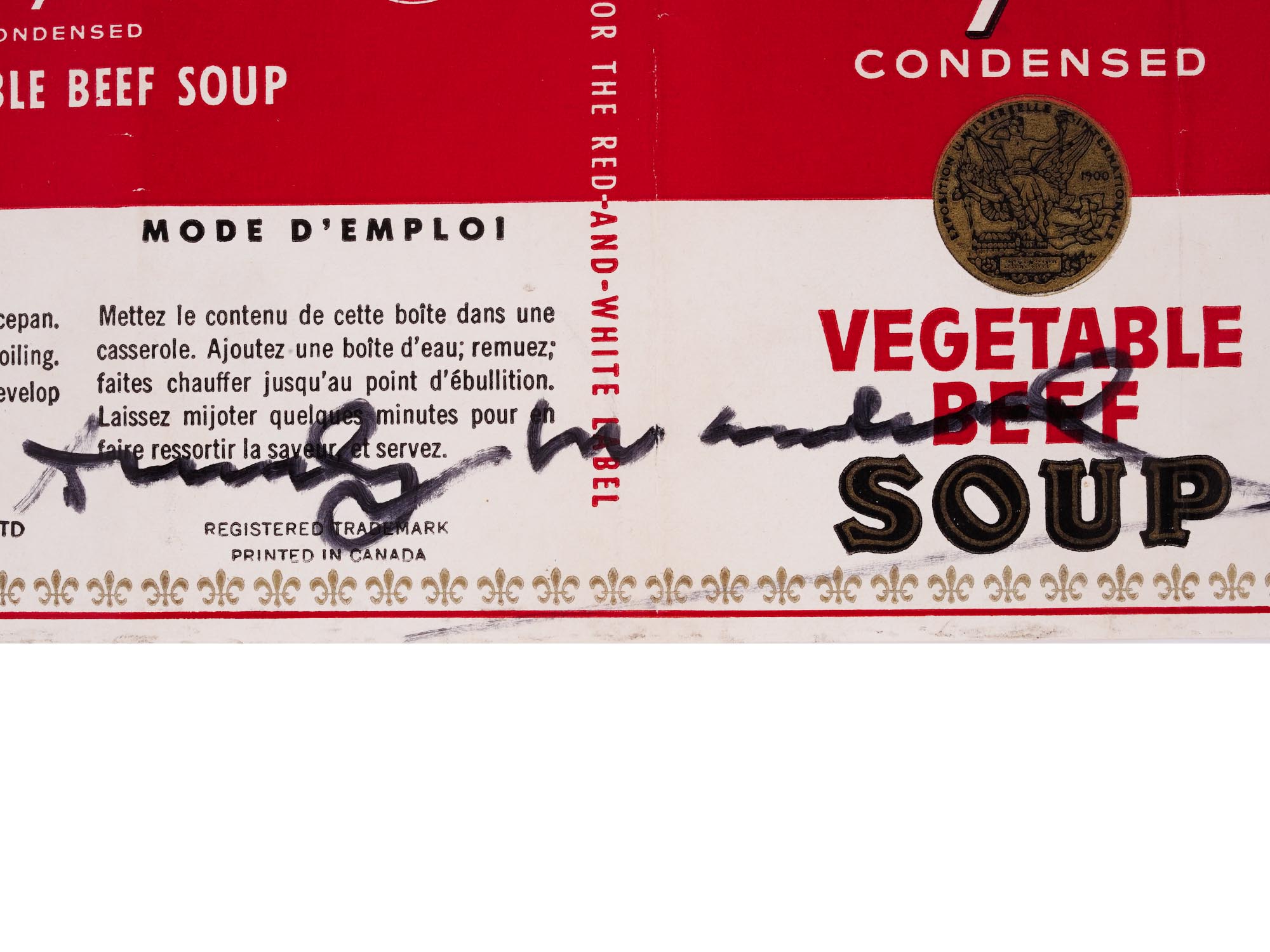 THREE SIGNED CAMPBELLS CAN LABELS BY ANDY WARHOL PIC-4