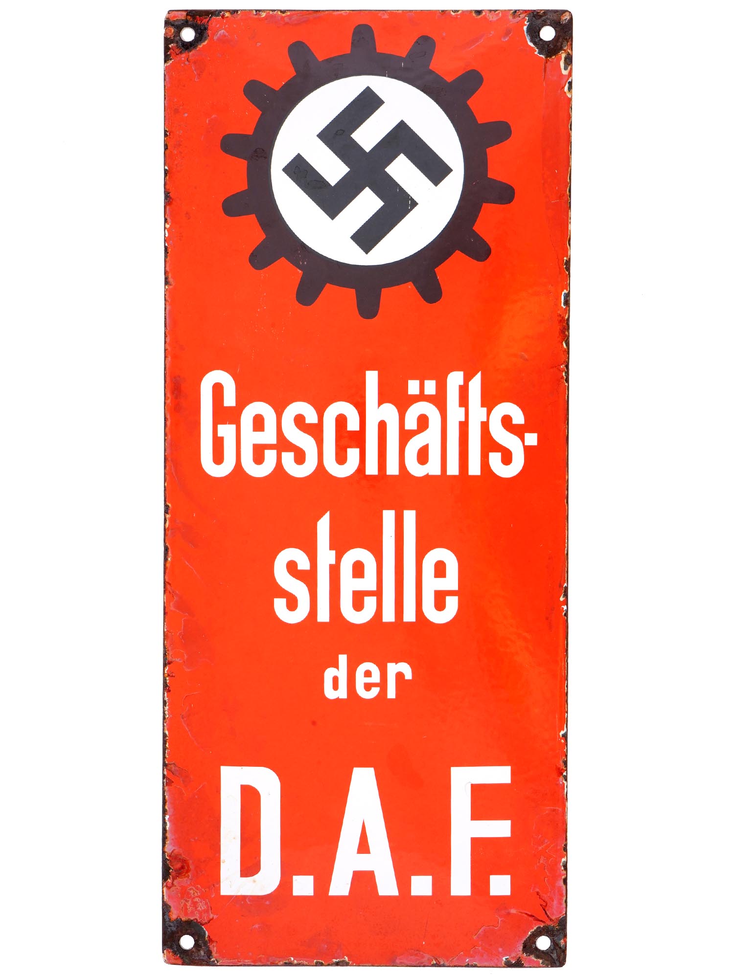 WWII NAZI GERMAN LABOUR FRONT ENAMEL IRON STREET SIGN PIC-0