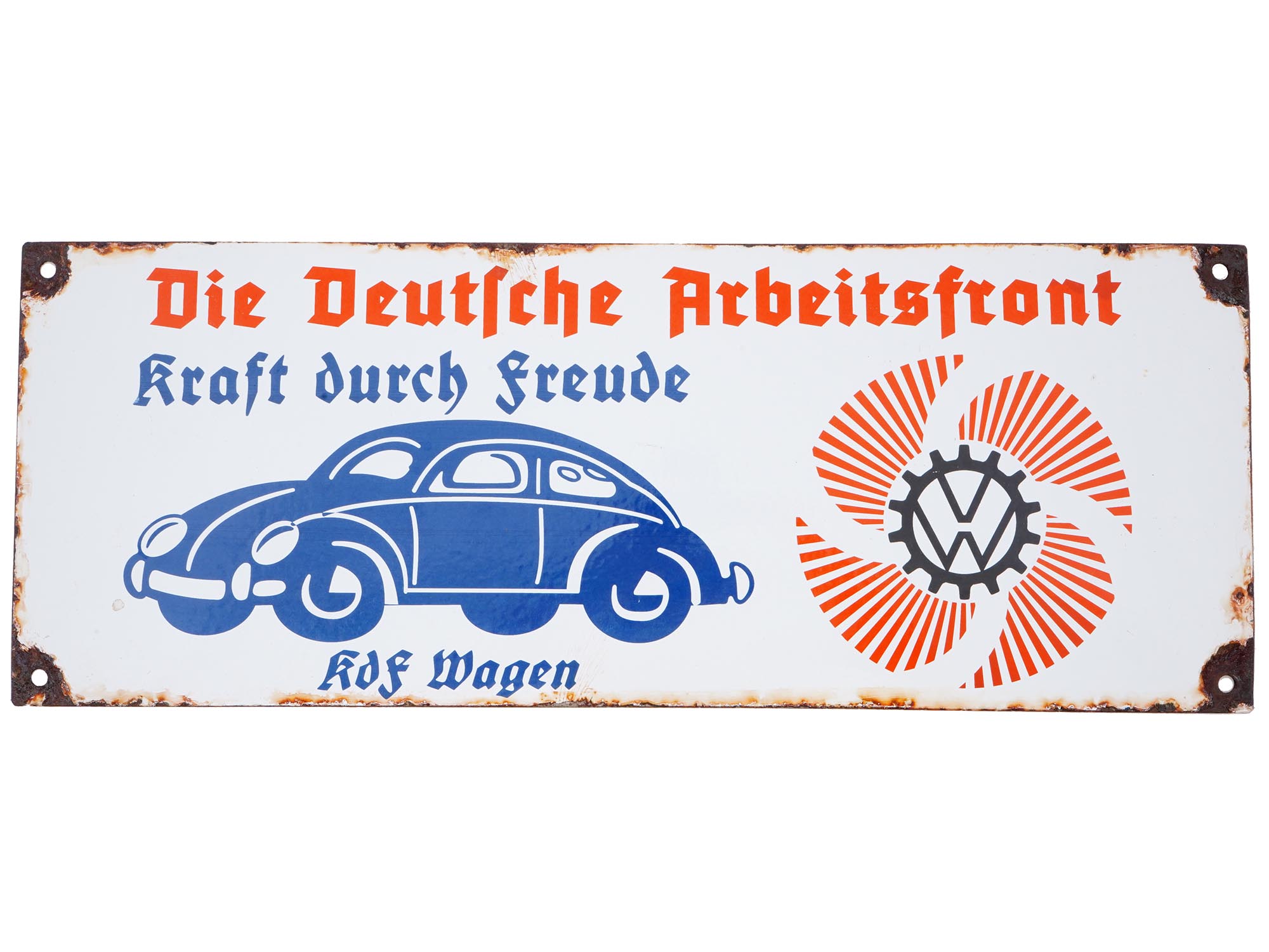 WWII NAZI GERMAN LABOUR FRONT ENAMEL IRON STREET SIGN PIC-0