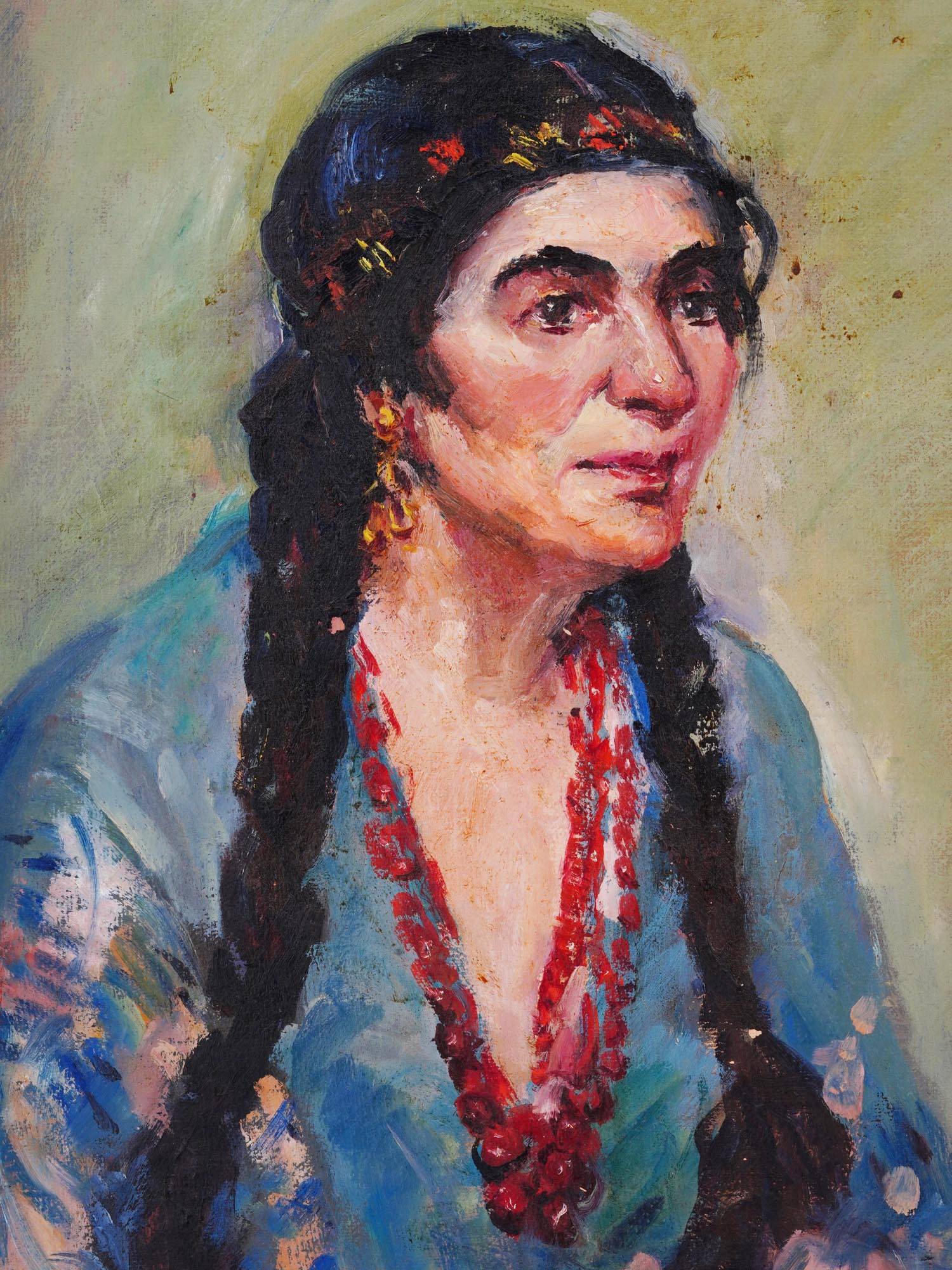 MID CENT FEMALE PORTRAIT OIL ON CANVAS PAINTING PIC-1
