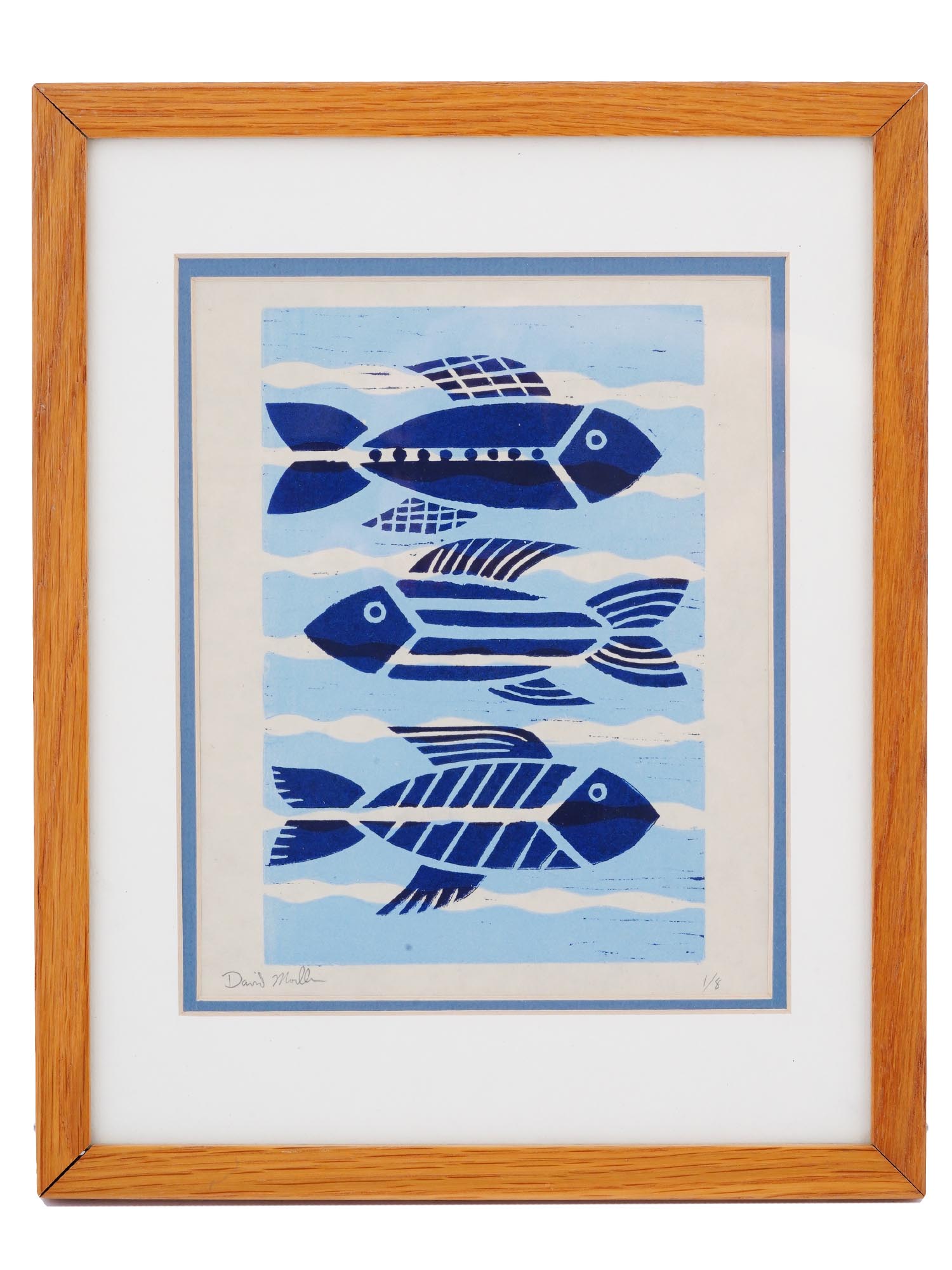 LIMITED EDITION COLOR LINOCUT FISH BY DAVID MALL PIC-0