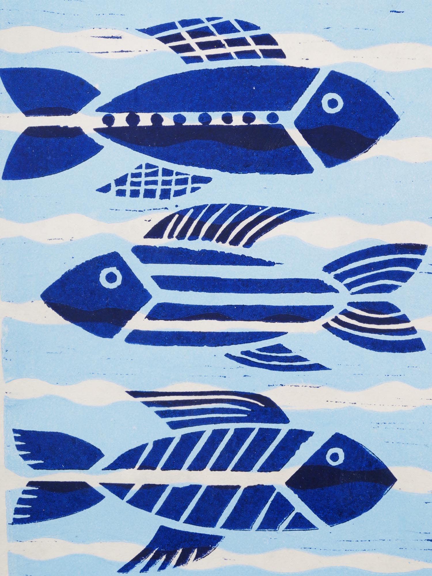 LIMITED EDITION COLOR LINOCUT FISH BY DAVID MALL PIC-1