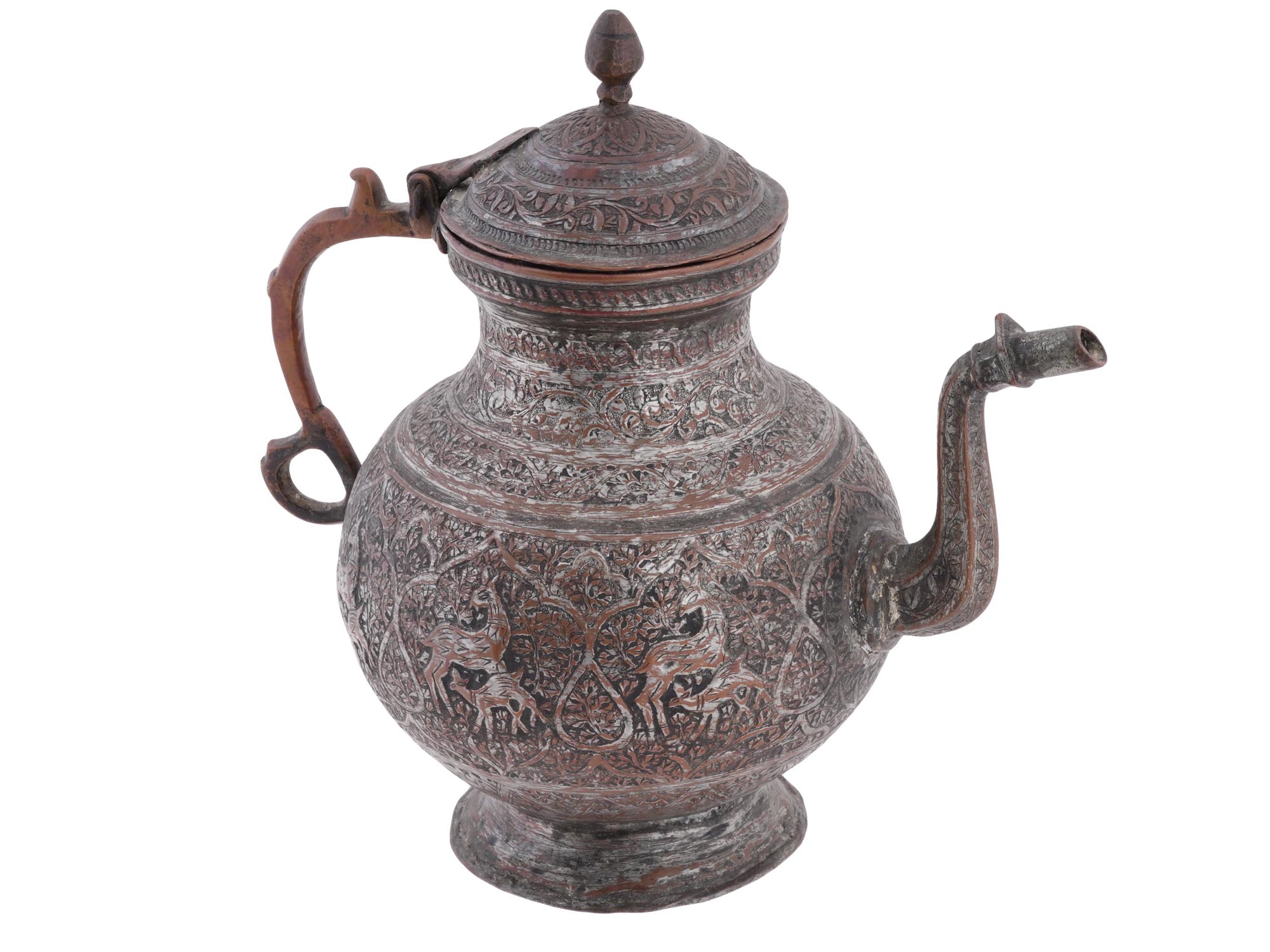 19TH C ANTIQUE ISLAMIC OTTOMAN TURKEY COPPER JUG PIC-0