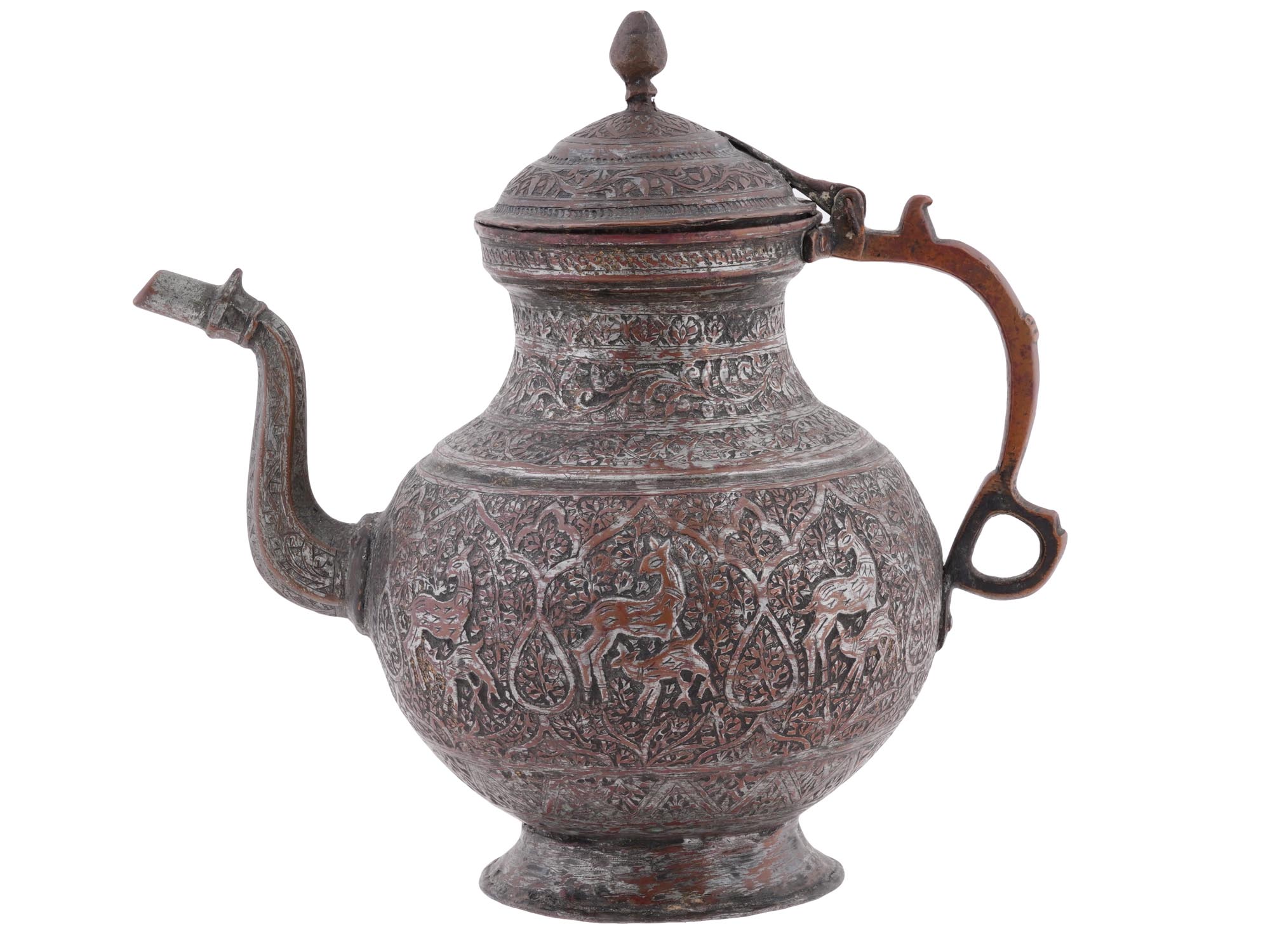 19TH C ANTIQUE ISLAMIC OTTOMAN TURKEY COPPER JUG PIC-1