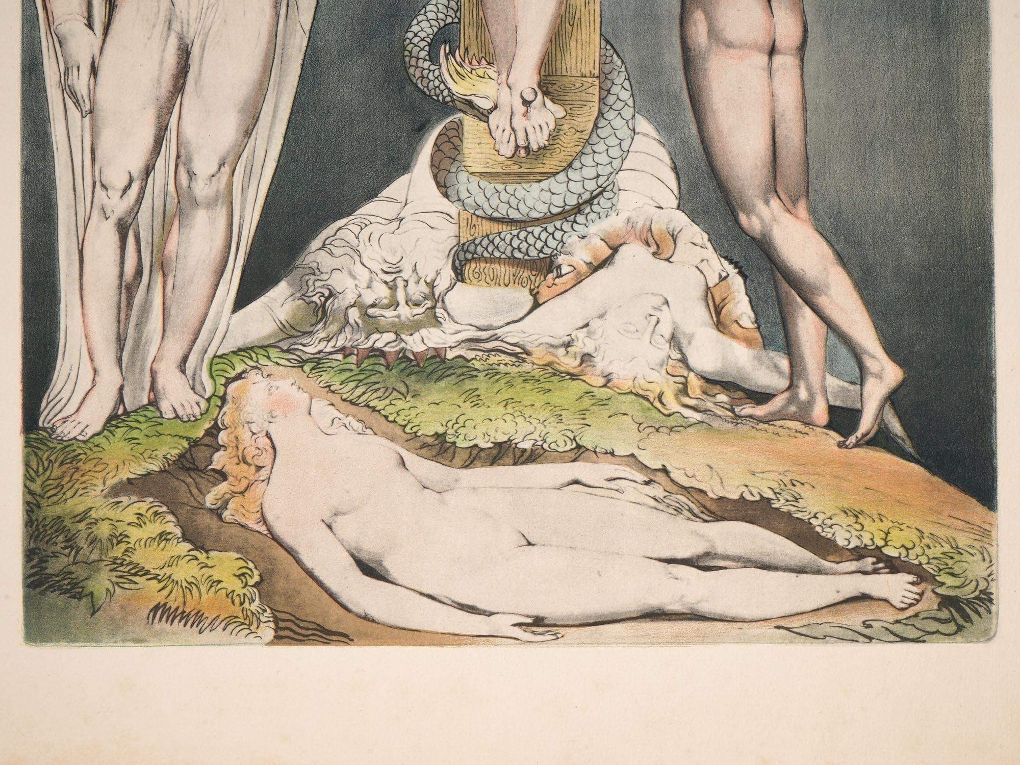 RELIGIOUS ENGLISH COLORED PRINT BY WILLIAM BLAKE PIC-3