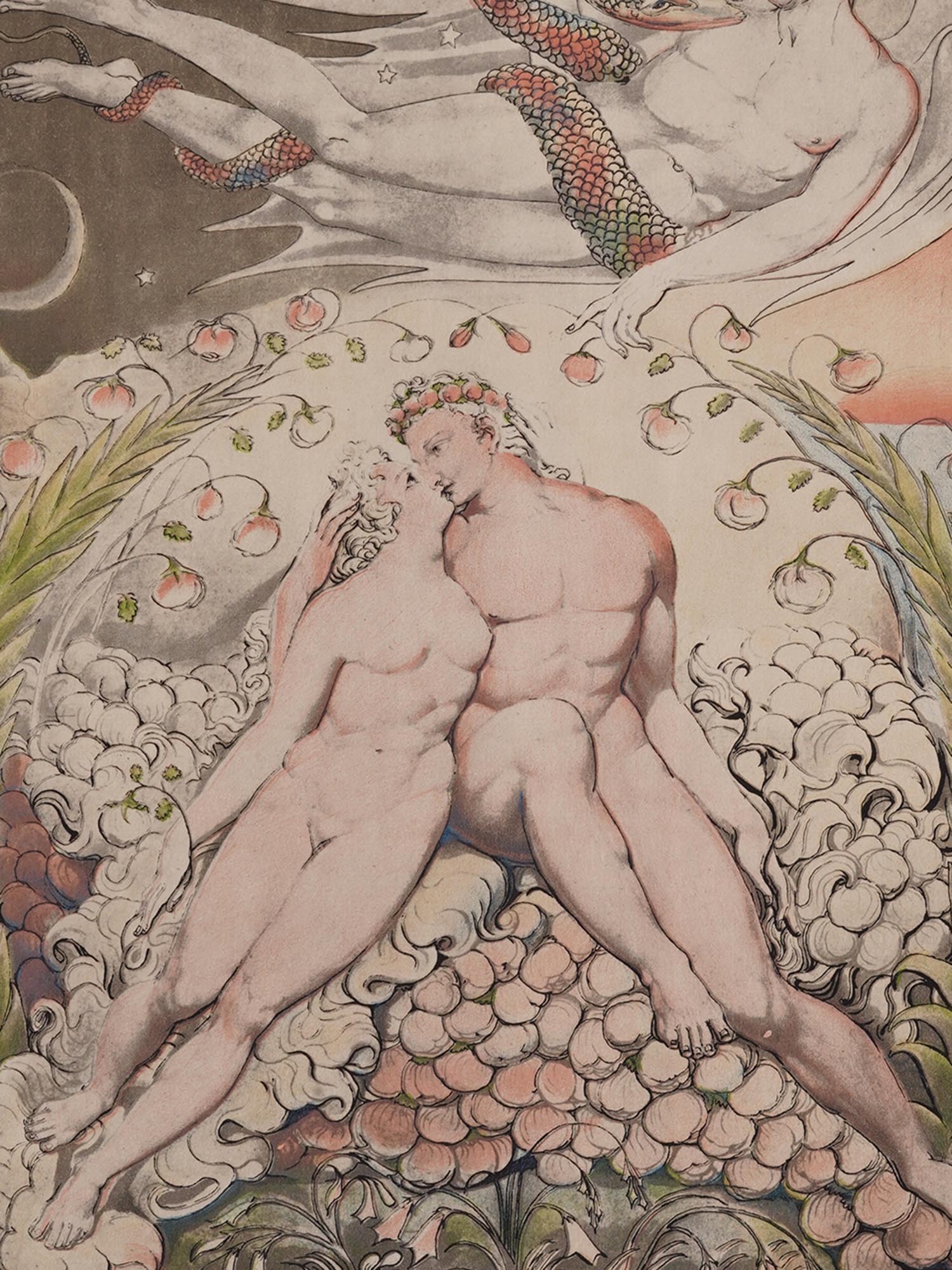 RELIGIOUS ENGLISH COLORED PRINT BY WILLIAM BLAKE PIC-1