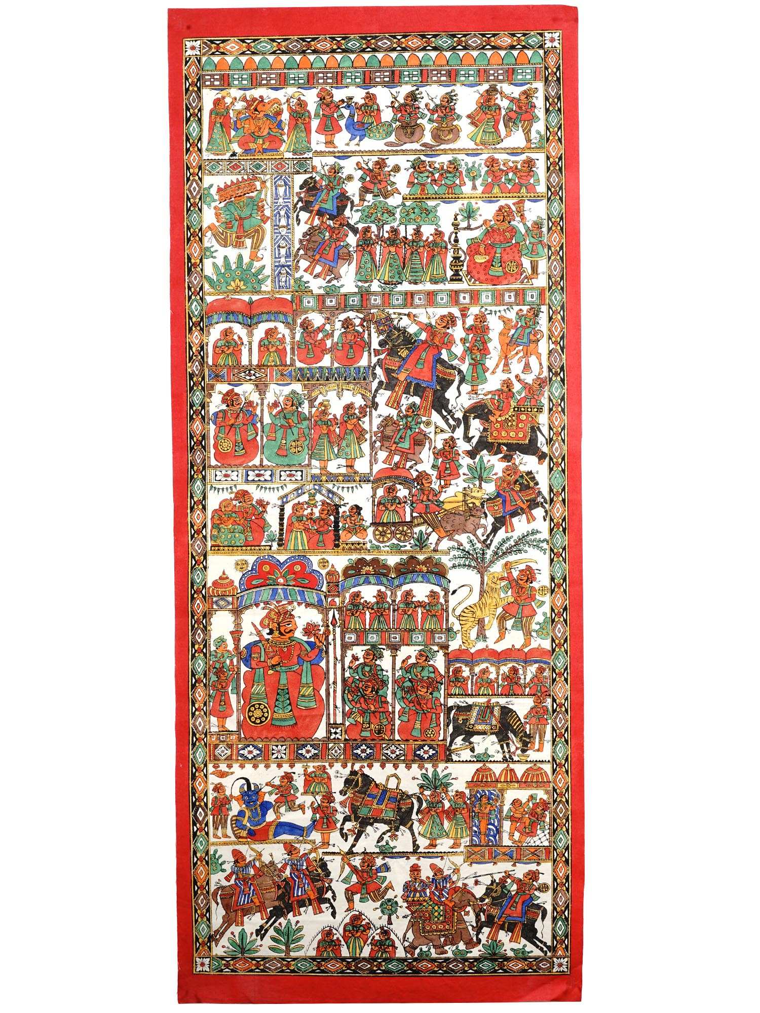 INDIAN NARRATIVE PABUJI KI PHAD SCROLL PAINTING PIC-0