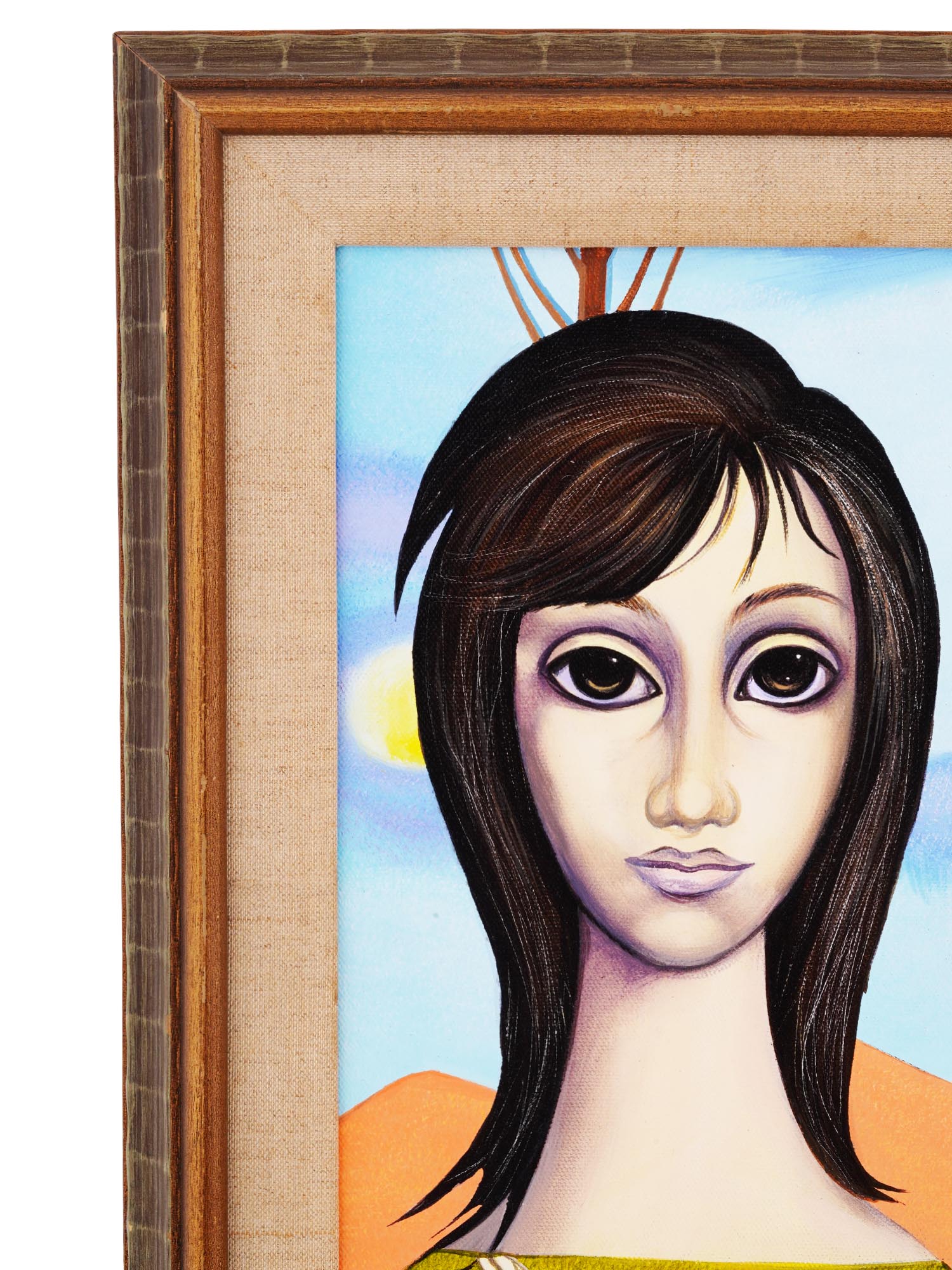 ATTRIBUTED TO MARGARET KEANE PORTRAIT OIL PAINTING PIC-3