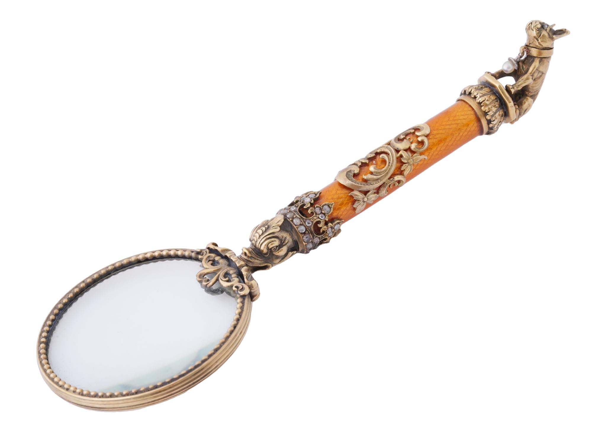 RUSSIAN GILT SILVER ENAMEL LETTER OPENER AND LENS PIC-4