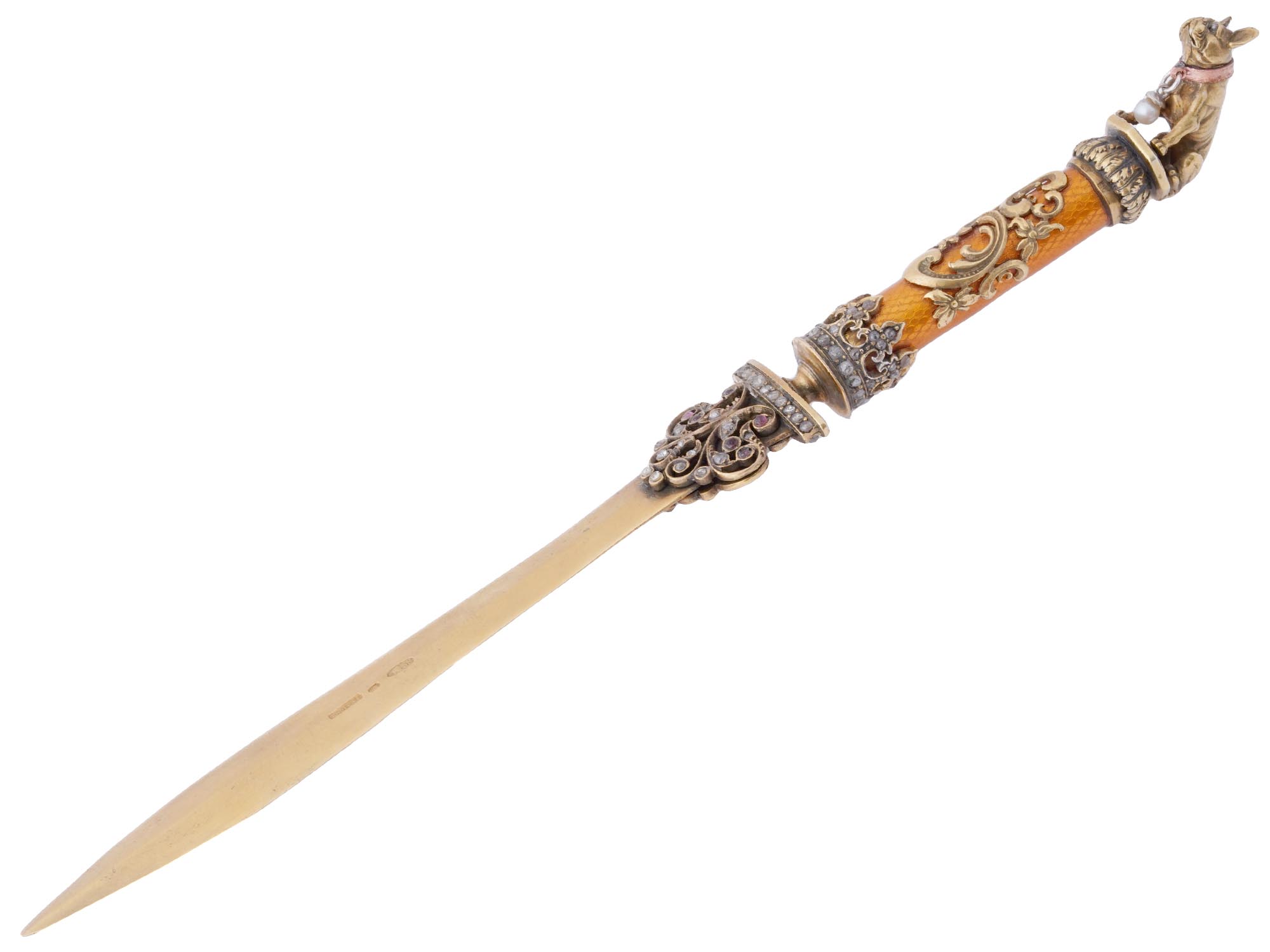 RUSSIAN GILT SILVER ENAMEL LETTER OPENER AND LENS PIC-5