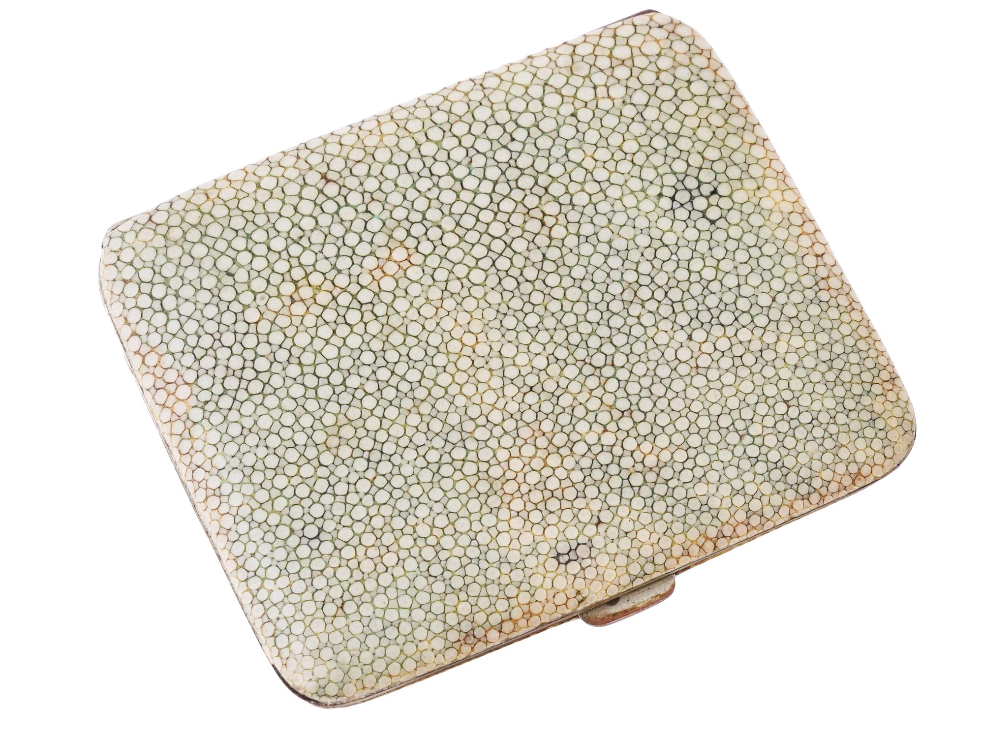 MID CENTURY ENGLISH GREEN SHAGREEN CIGARETTE CASE PIC-0