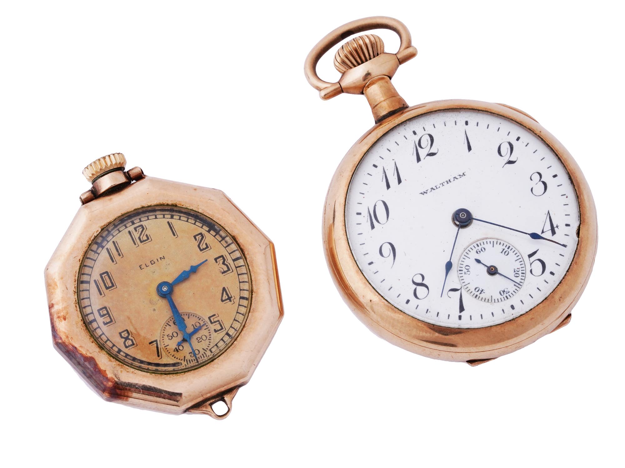 ANTIQUE WALTHAM AND ELGIN GOLD FILLED POCKET WATCHES PIC-0