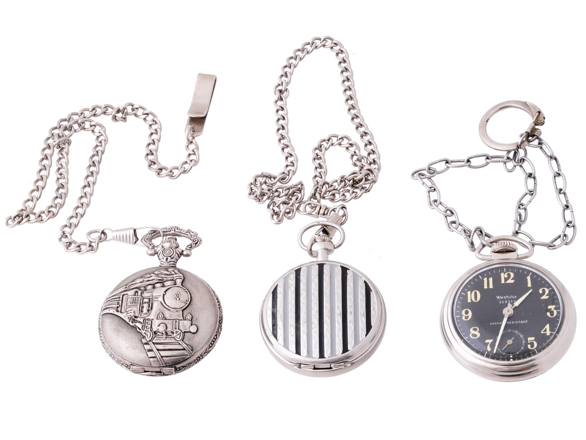 THREE VINTAGE AMERICAN POCKET WATCHES PIC-1