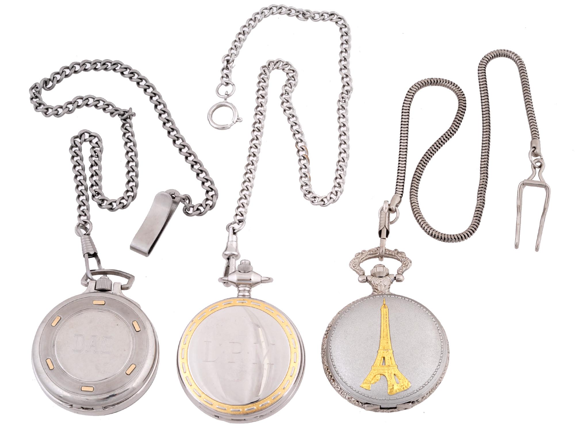 VINTAGE COLIBRI ZHONGFA POCKET WATCHES WITH CHAINS PIC-1