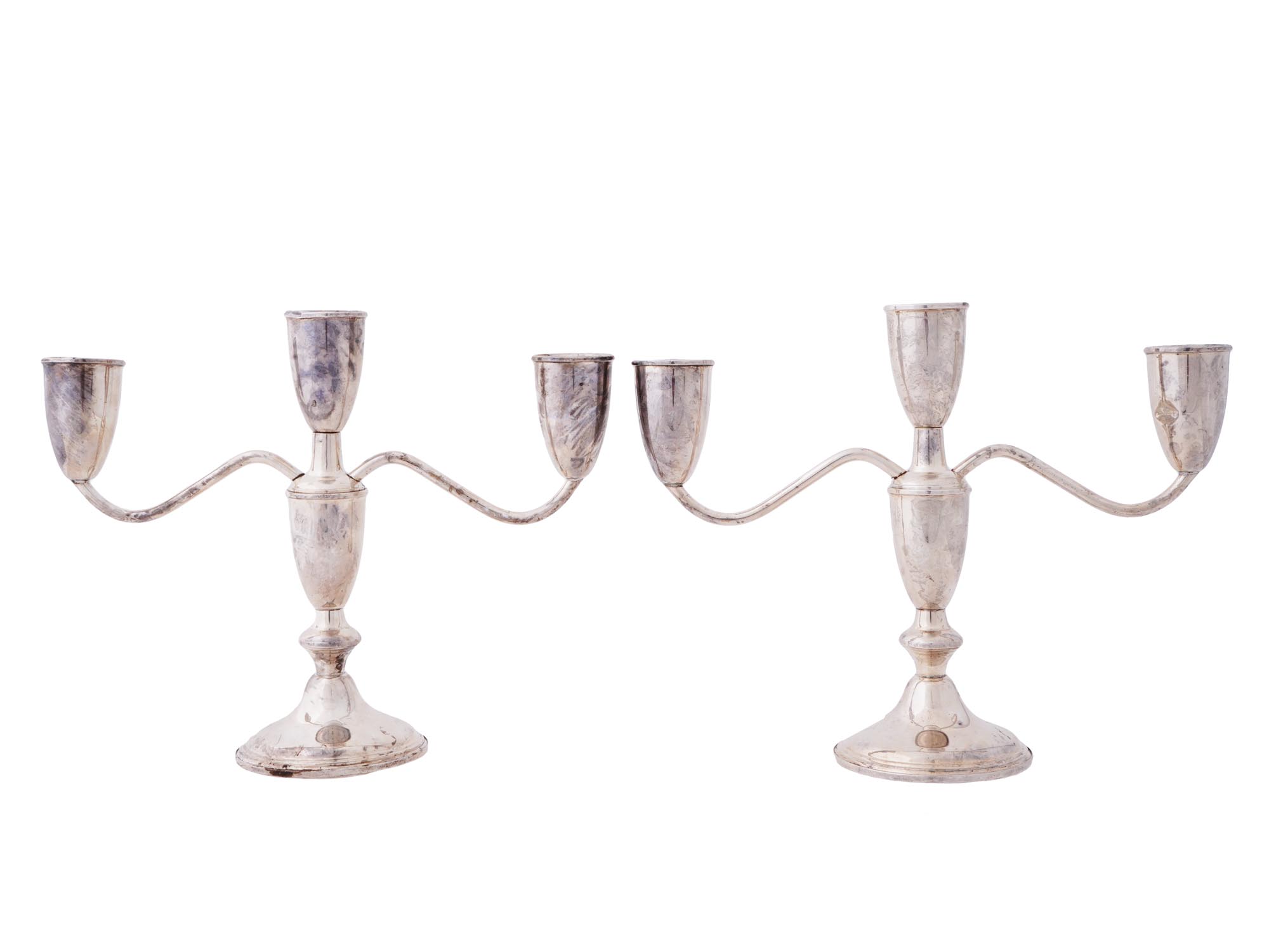 MID CENTURY AMERICAN WEIGHTED SILVER CANDLESTICKS PIC-2
