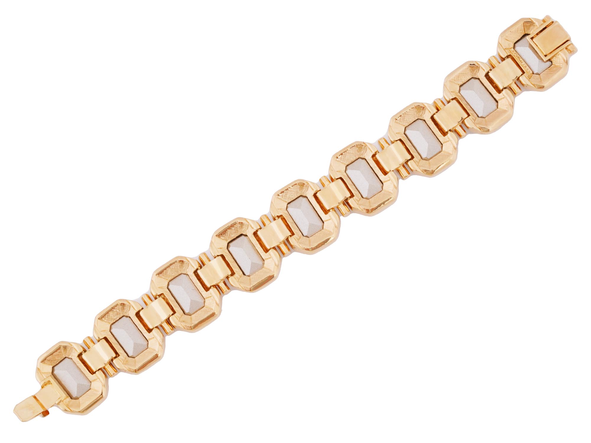 JUDITH LEIBER MAMA GEM GOLD PLATED LINK BRACELET PIC-3