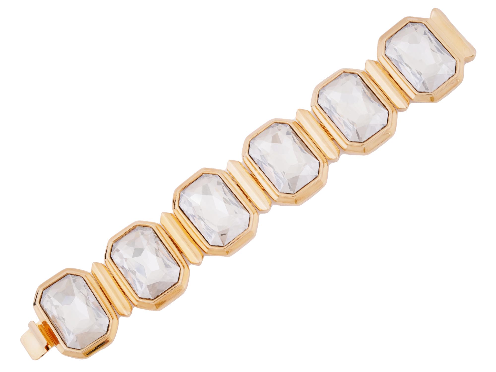 JUDITH LEIBER PAPA GEM GOLD PLATED LINK BRACELET PIC-3