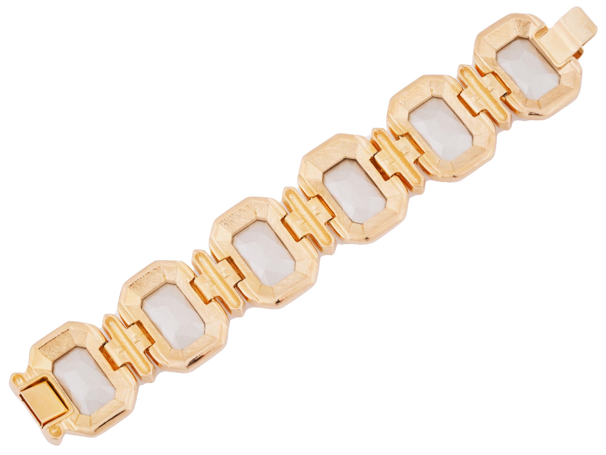 JUDITH LEIBER PAPA GEM GOLD PLATED LINK BRACELET PIC-4