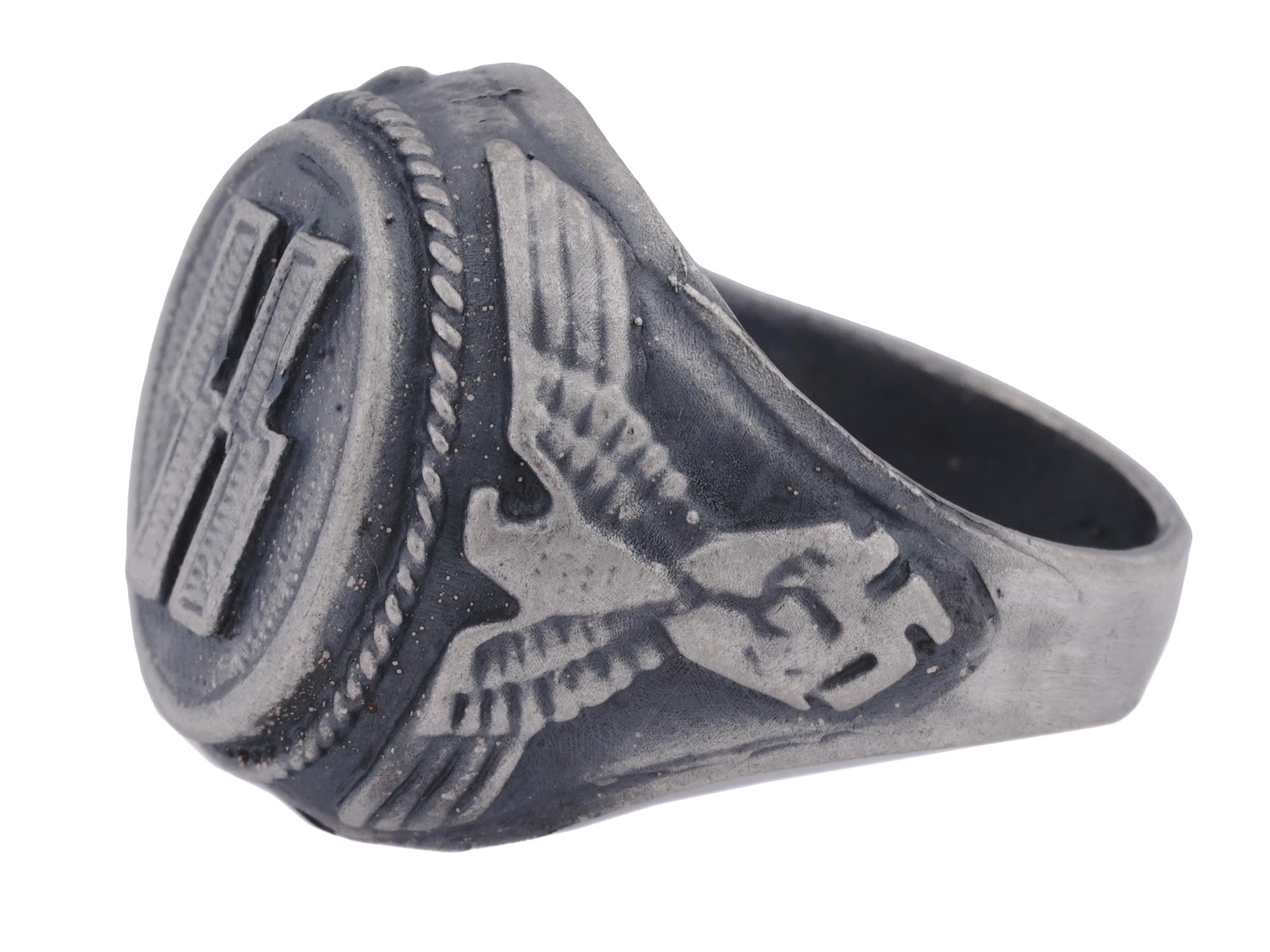 WWII NAZI GERMAN WAFFEN SS OFFICER SILVER RING PIC-2