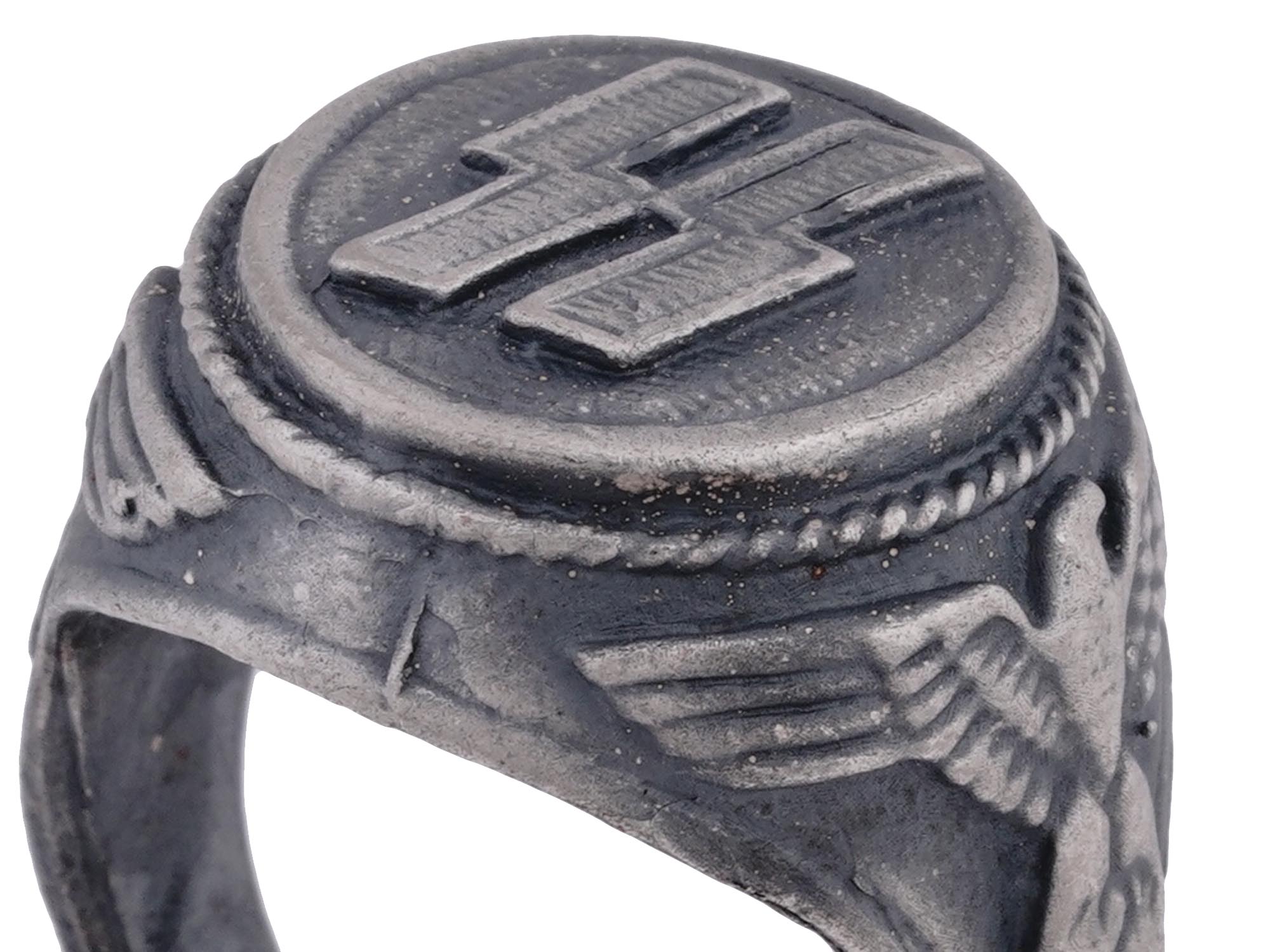 WWII NAZI GERMAN WAFFEN SS OFFICER SILVER RING PIC-6