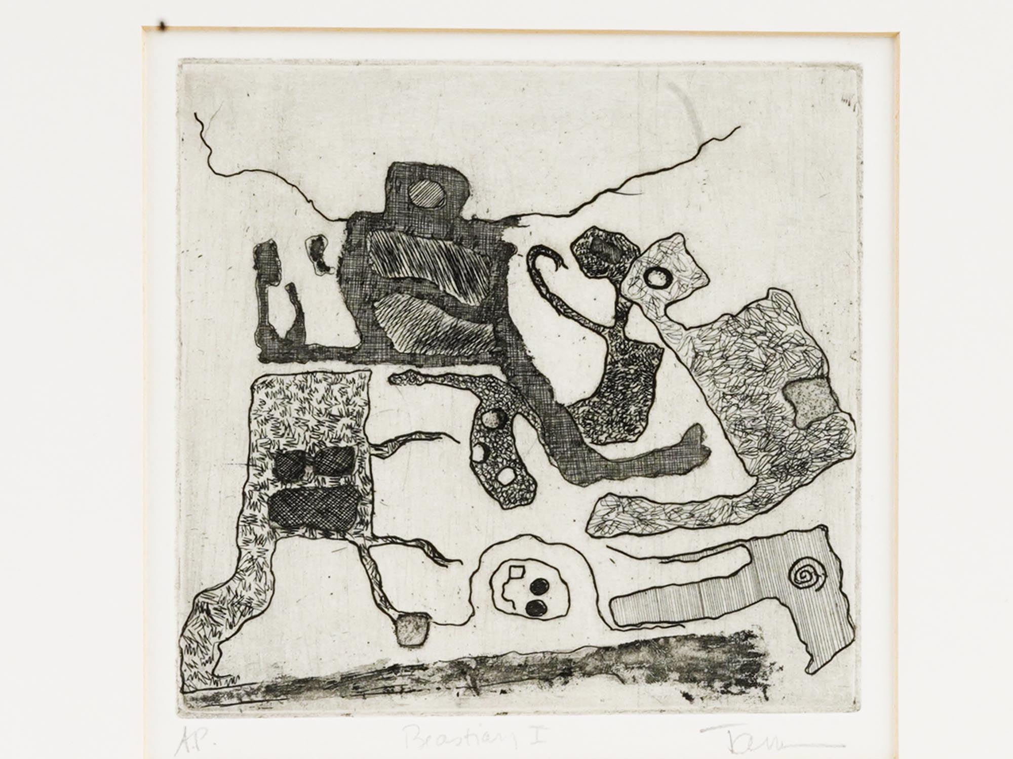 MID CENTURY ABSTRACT ETCHING ATTR TO RUFINO TAMAYO PIC-1