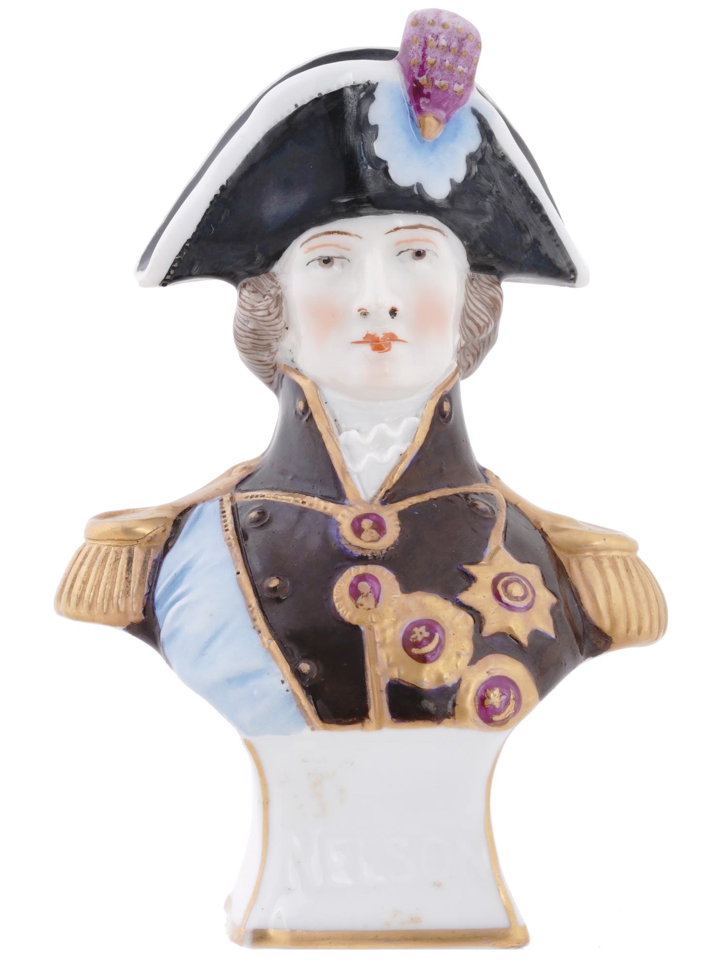 ANTIQUE GERMAN PORCELAIN BUST OF ADMIRAL LORD NELSON PIC-1