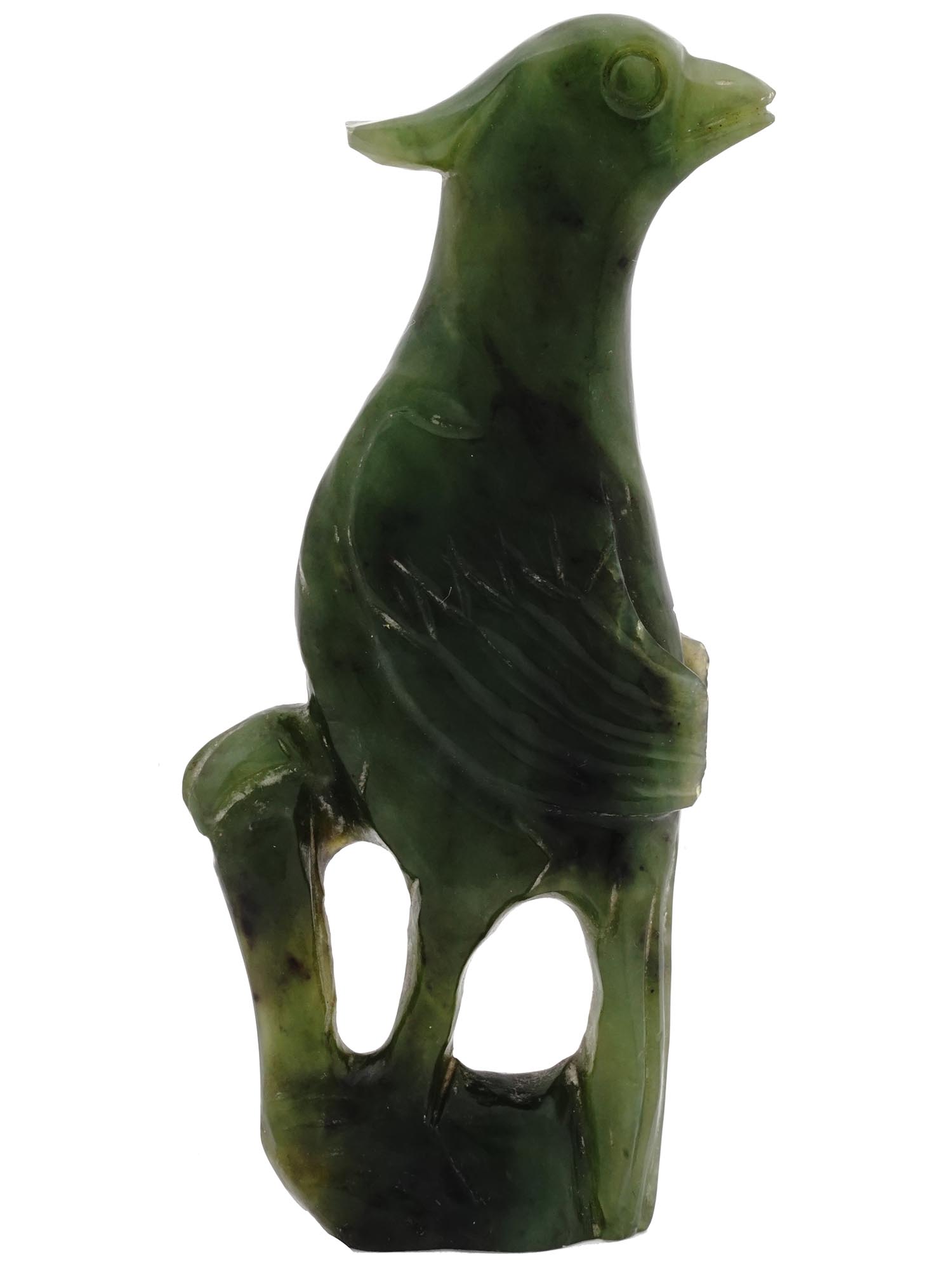 ANTIQUE CHINESE CARVED SPINACH JADE BIRD FIGURINE PIC-3