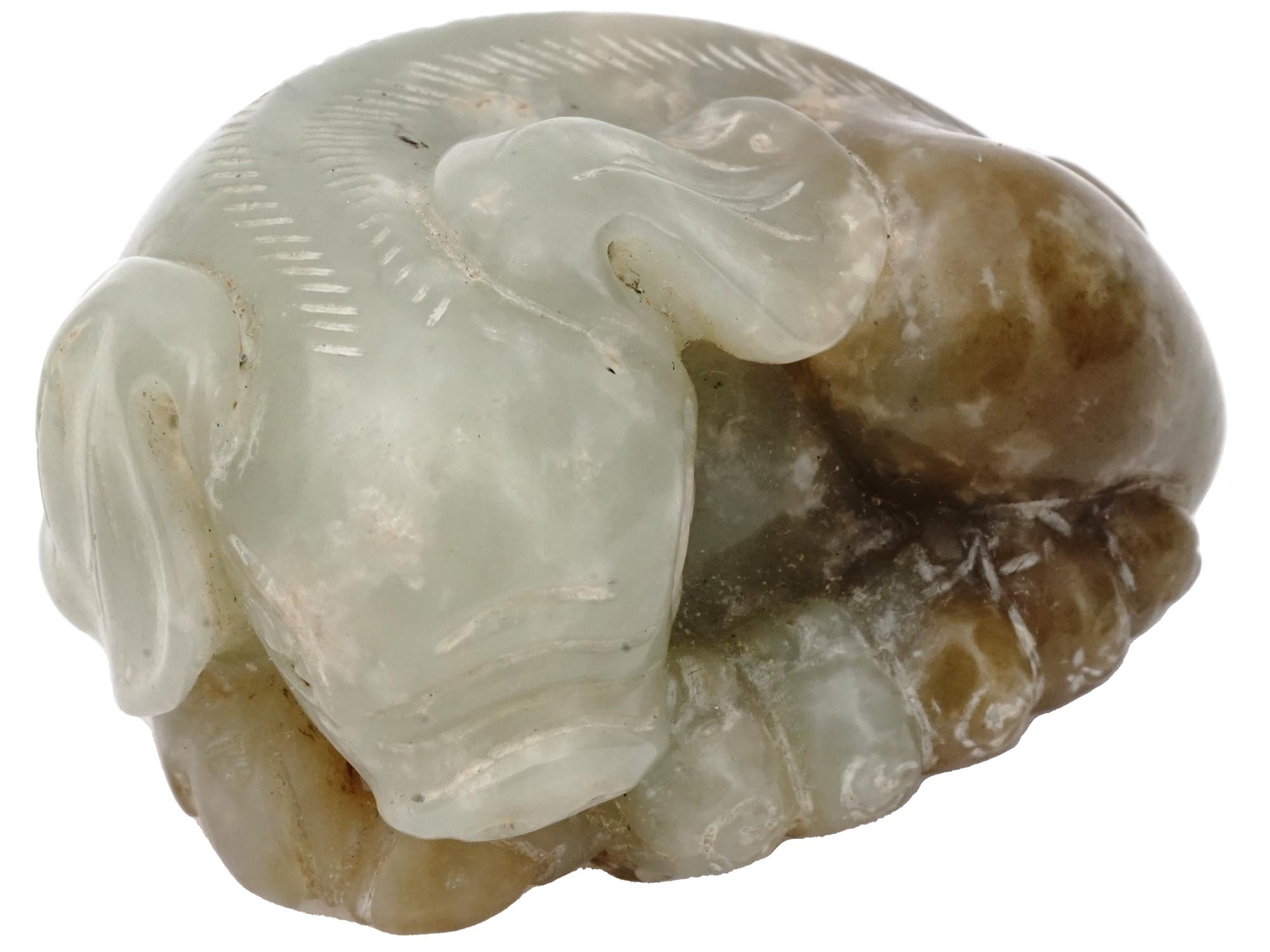 ANTIQUE CHINESE PIG HAND CARVED JADE AMULET FIGURE PIC-0