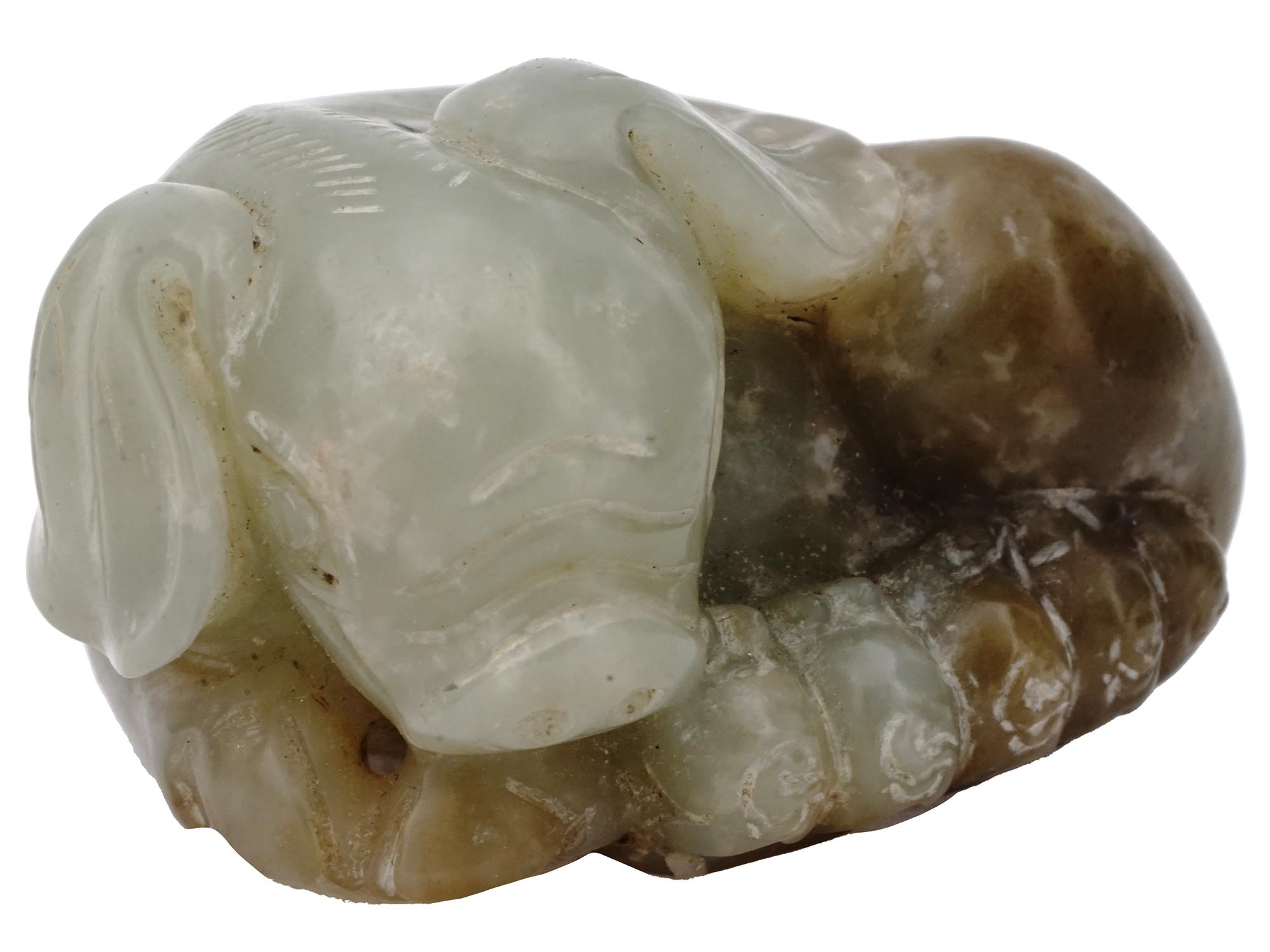 ANTIQUE CHINESE PIG HAND CARVED JADE AMULET FIGURE PIC-1