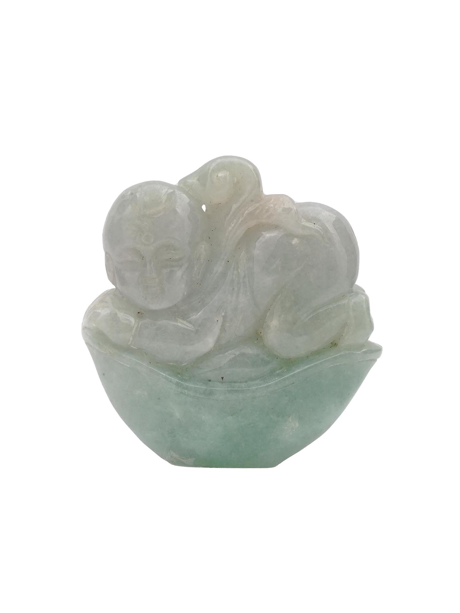 ANTIQUE CHINESE HAND CARVED JADE AMULET PENDANT PIC-1