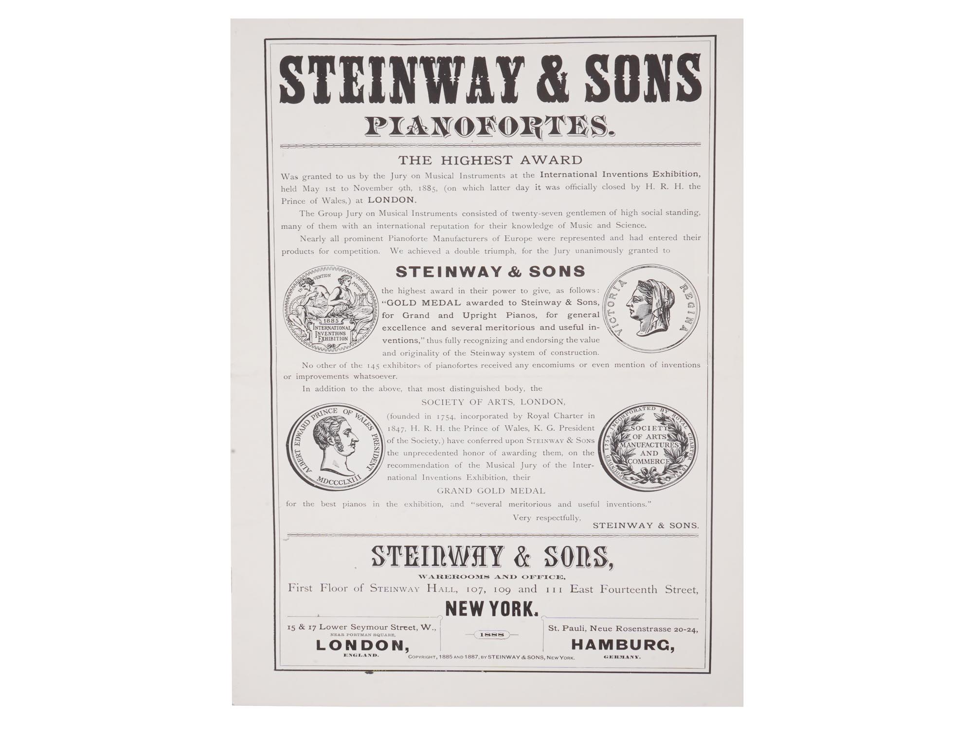 ANTIQUE STEINWAY AND SONS PIANOFORTES BOOKLET PIC-0