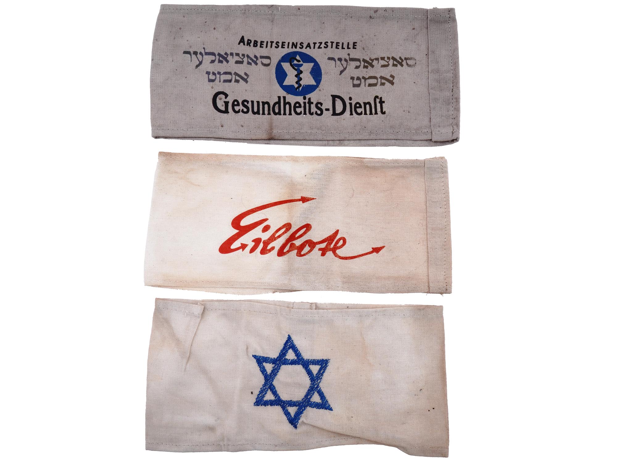 GROUP OF 3 HOLOCAUST JEWISH GHETTO ARMBANDS PIC-0