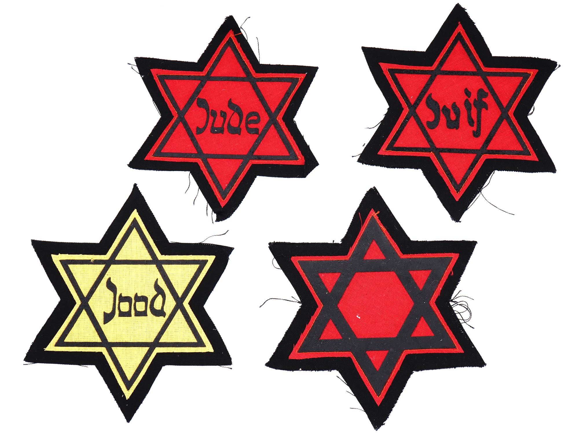 GROUP OF 4 HOLOCAUST JEWISH GHETTO STARS OF DAVID PIC-0