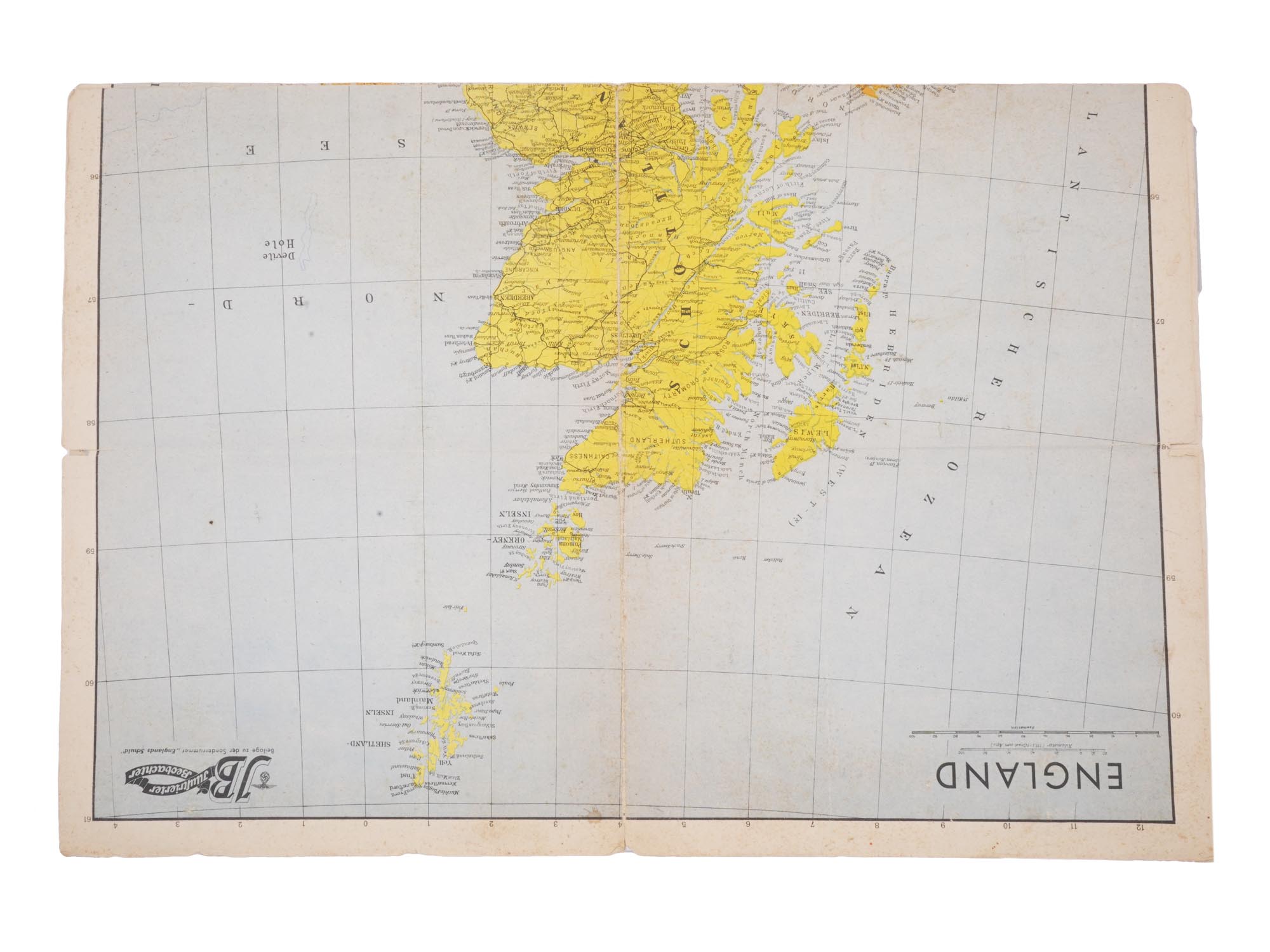 RARE WWII GERMAN ILLUSTRATION FOLDING MAP OF ENGLAND PIC-3