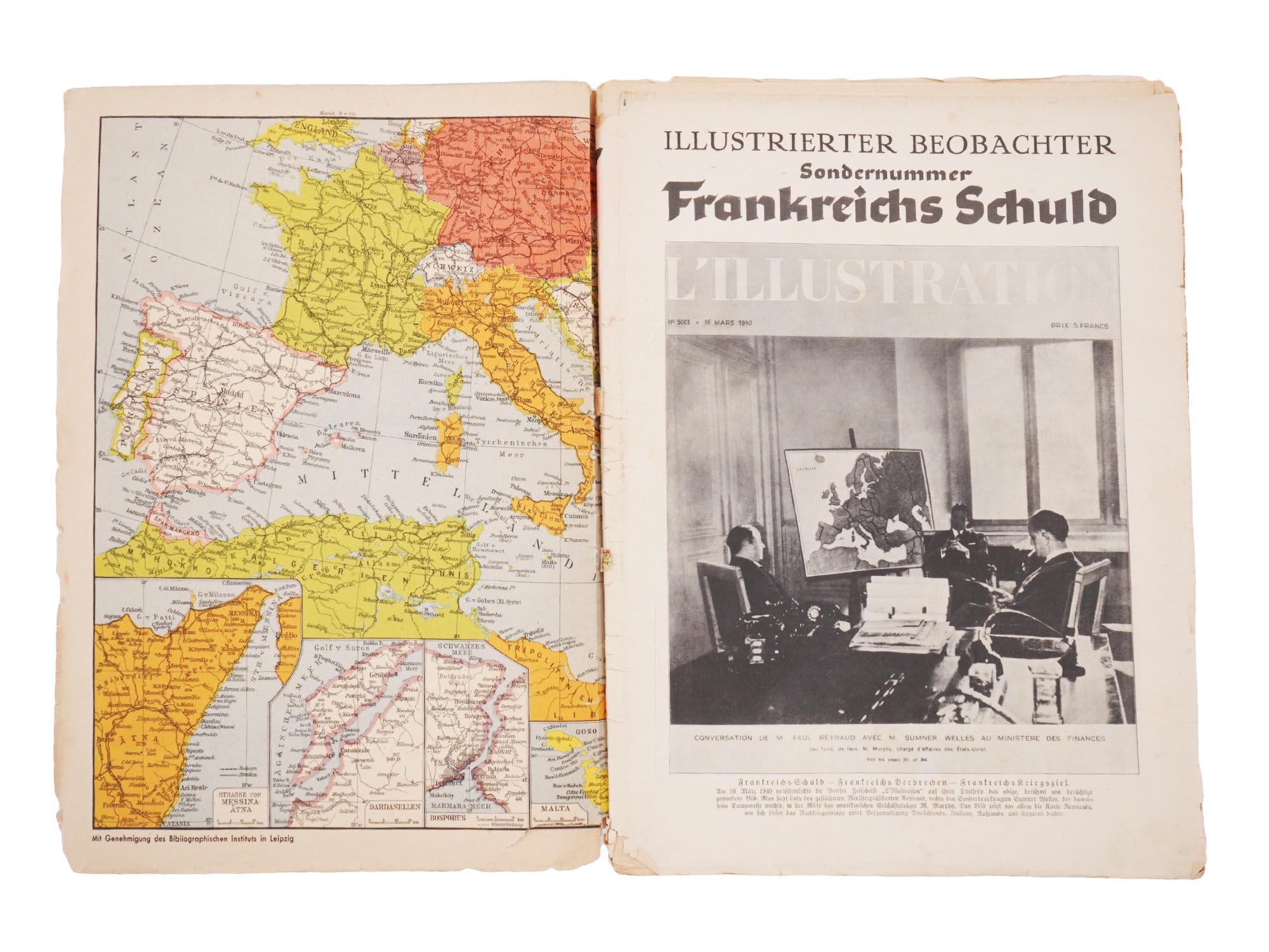 RARE WWII GERMAN ILLUSTRATION FOLDING MAP OF FRANCE PIC-2