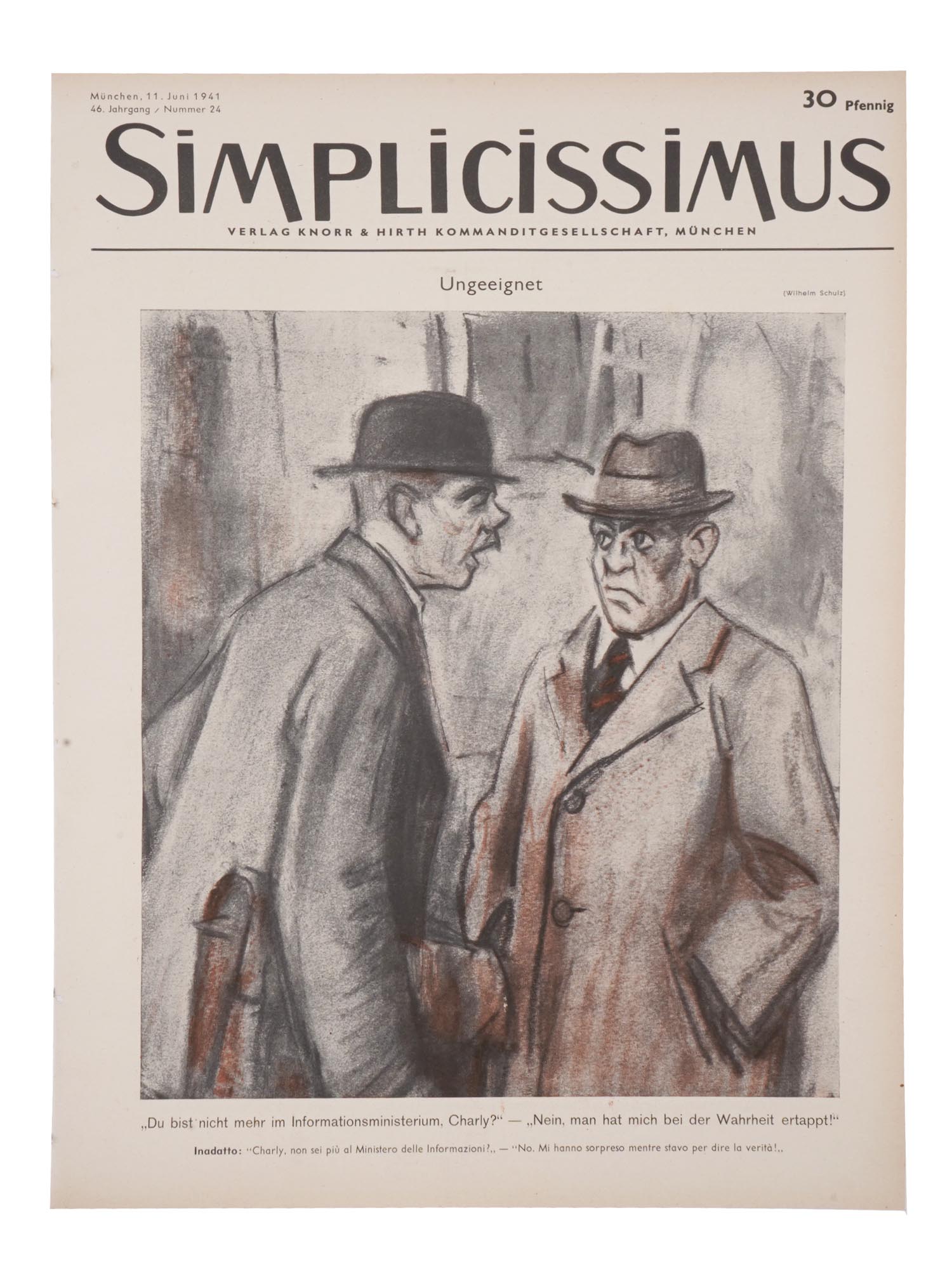 NAZI GERMAN WWII ANTI SEMITIC SIMPLISSIMUS MAGAZINE PIC-1